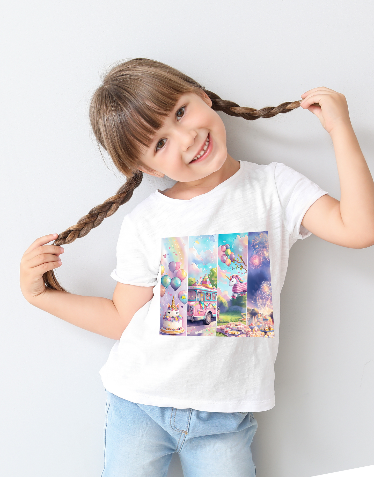 Kids Tee, Birthday Unicorn T-Shirt, Brush Stroke Style, Children's Clothing, Fun Graphic Tee, Magical Animal Shirt