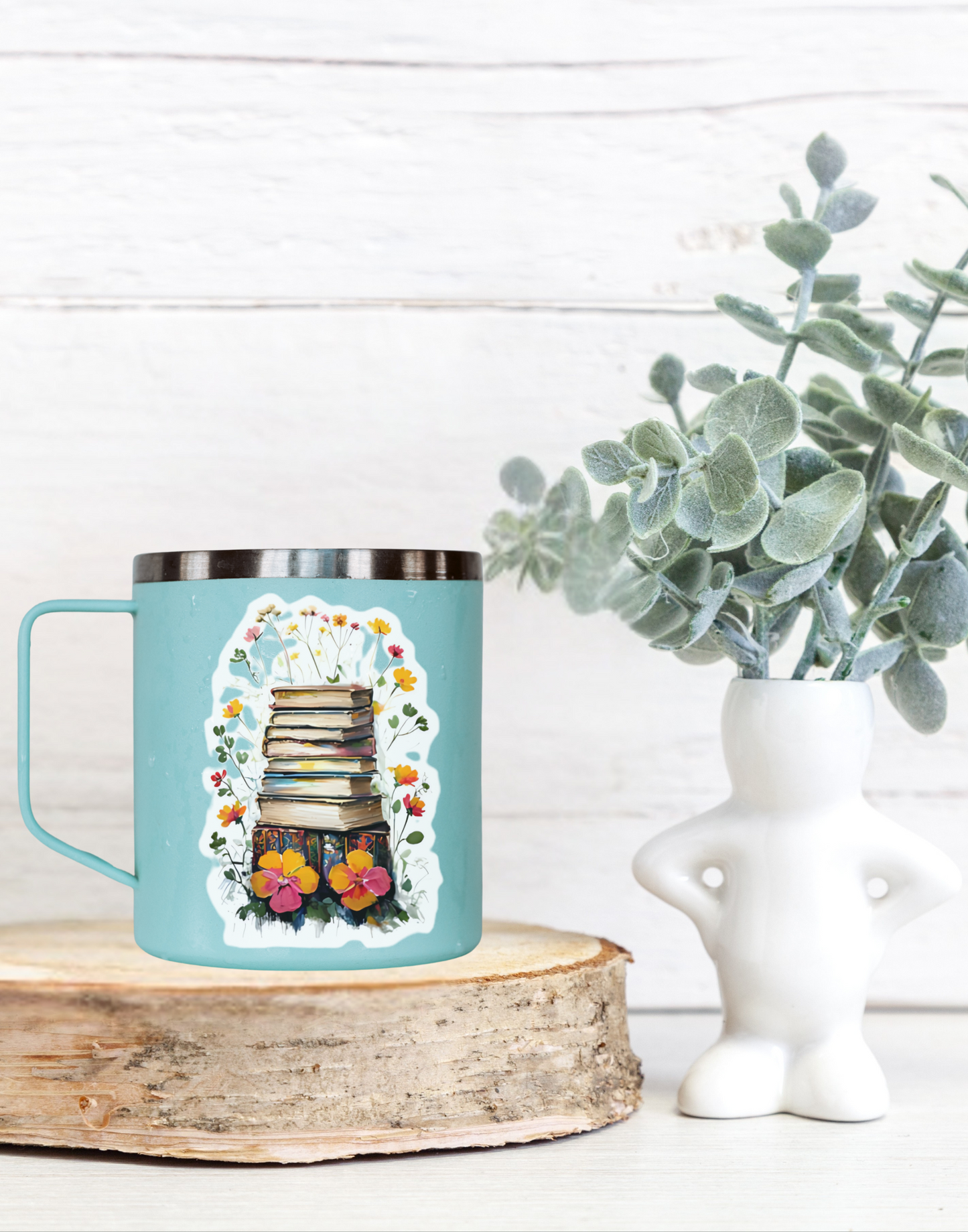 Floral Book Stack Stickers