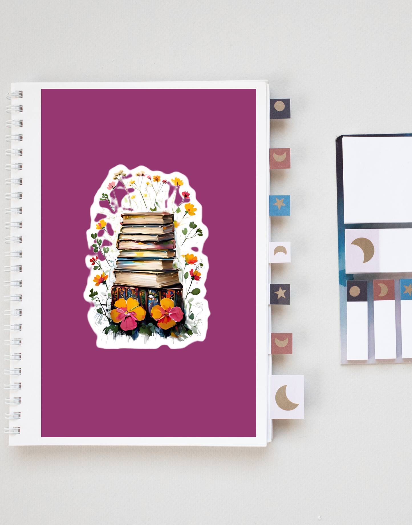 Floral Book Stack Stickers