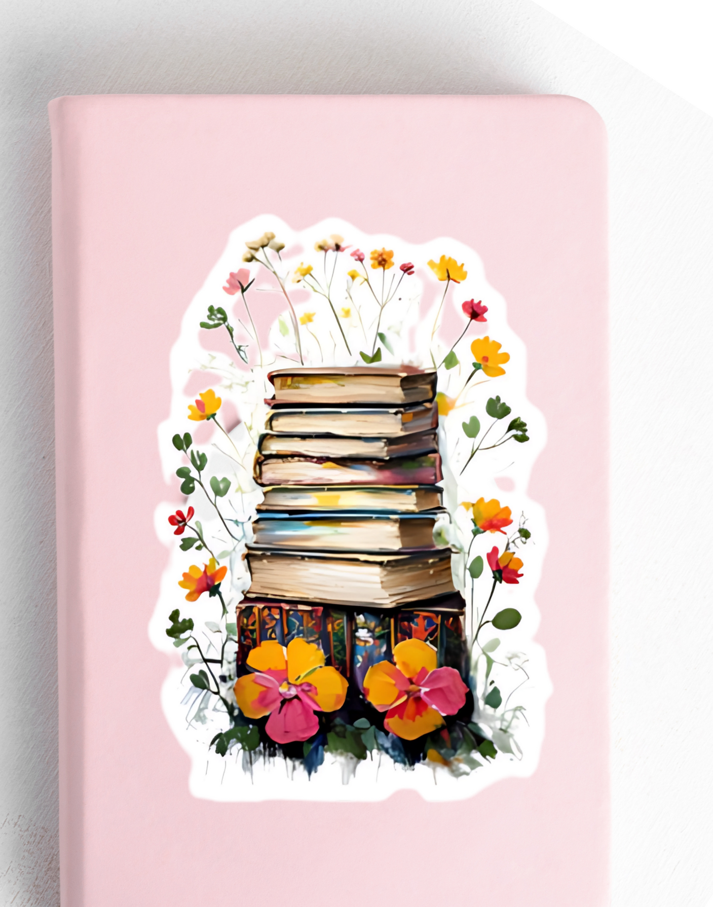 Floral Book Stack Stickers