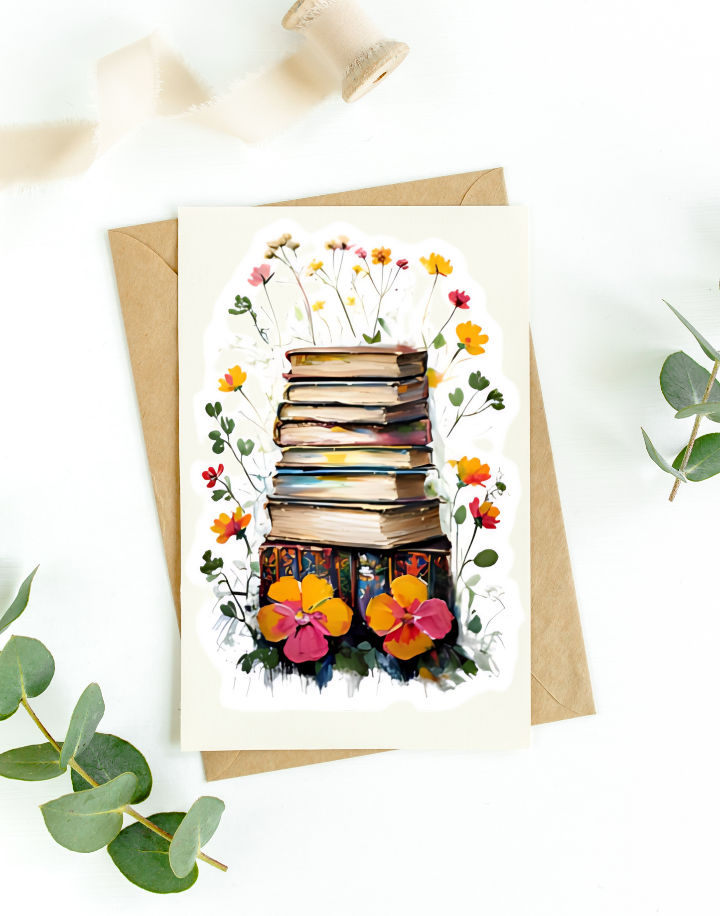 Floral Book Stack Stickers