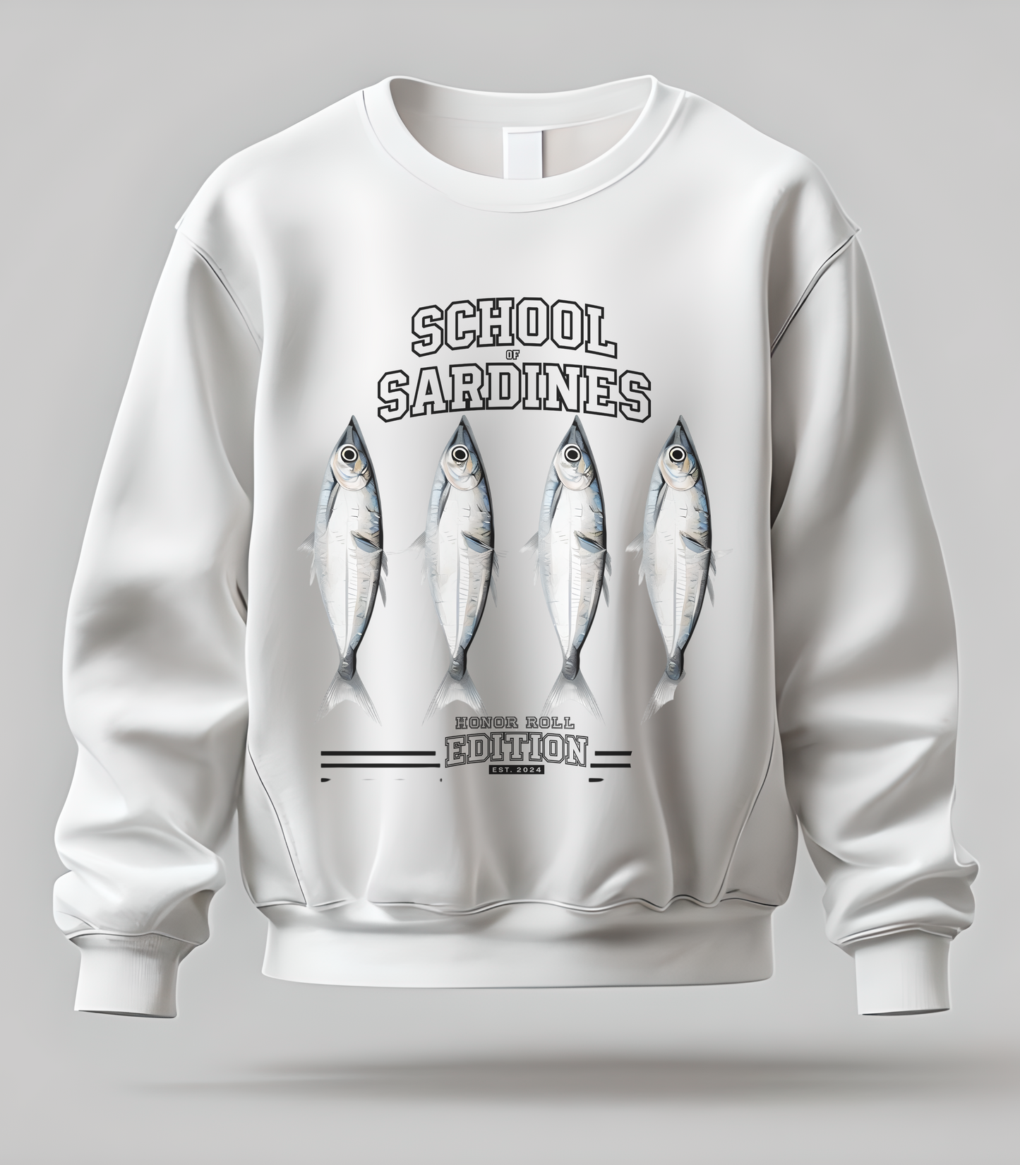 school of sardines Sweatshirt, honor roll edition, Est 2024, unisex crewneck, fish school design, animal lover gift