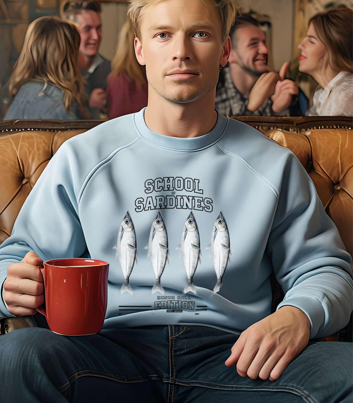 school of sardines Sweatshirt, honor roll edition, Est 2024, unisex crewneck, fish school design, animal lover gift