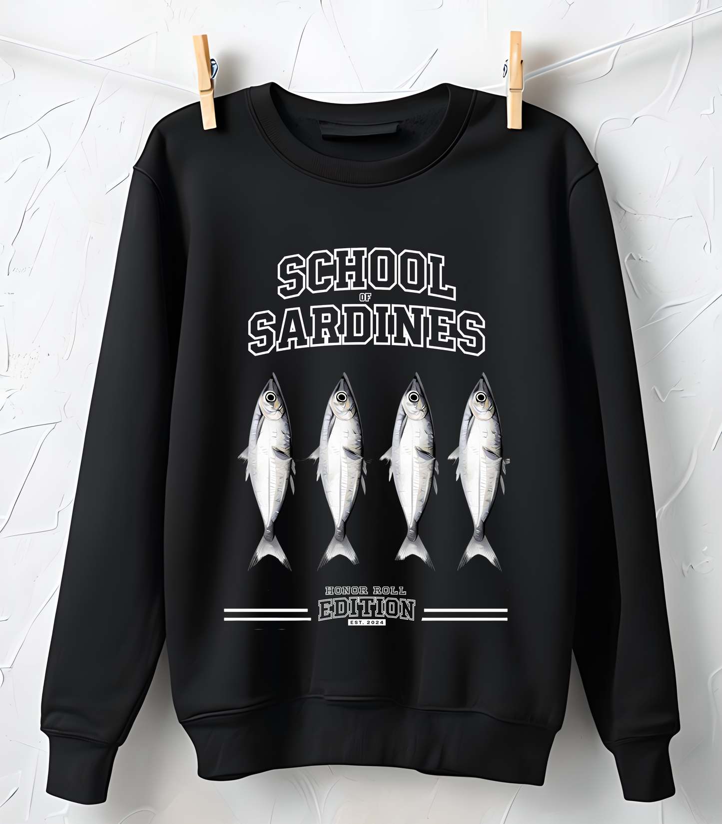 school of sardines Sweatshirt, honor roll edition, Est 2024, unisex crewneck, fish school design, animal lover gift