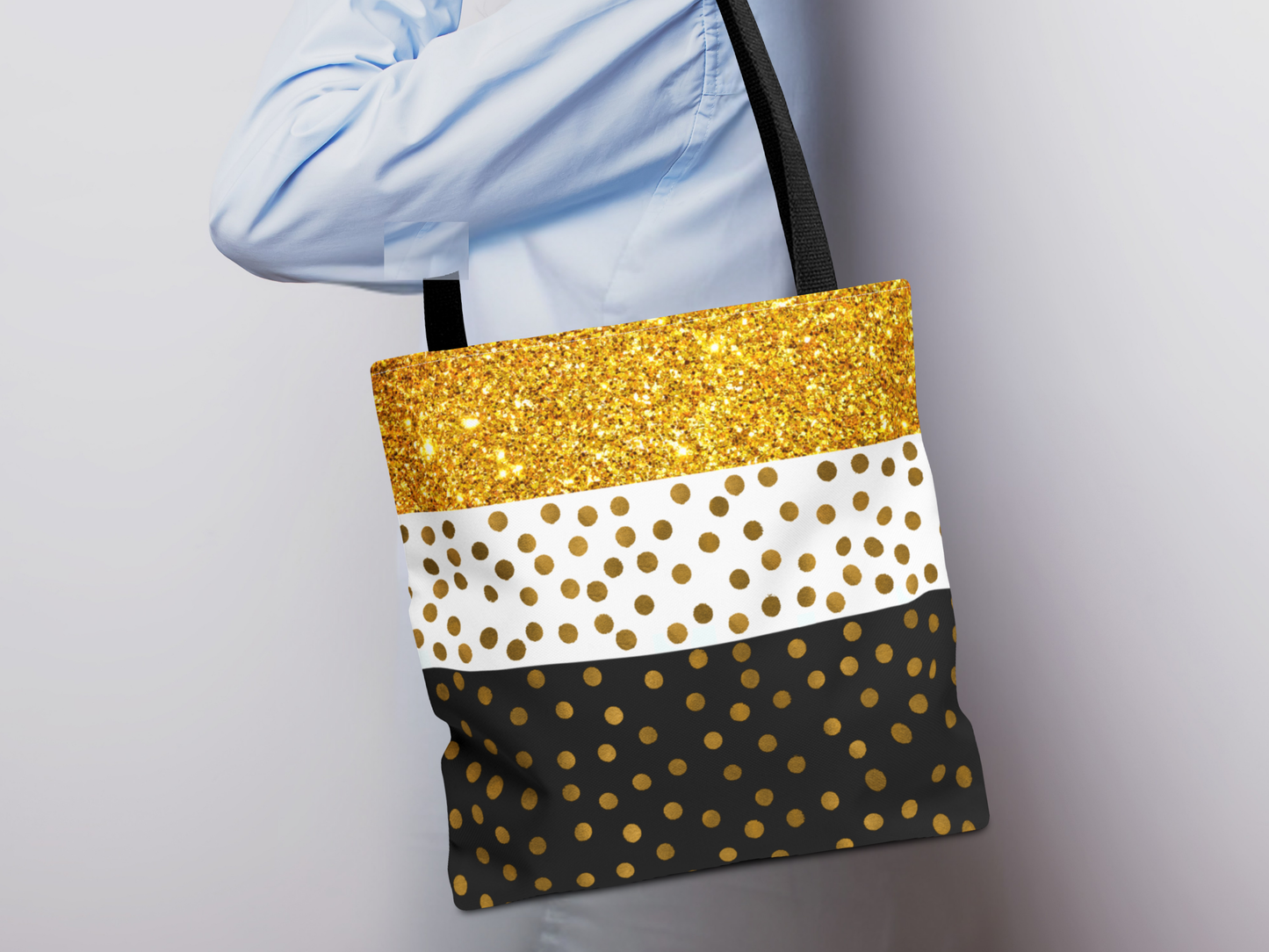 Gold and Black Tote Bag - Elegant and Stylish Carry-All Accessory, Fashionable Shoulder Bag, Trendy Shopping Tote, Chic Grocery Bag,
