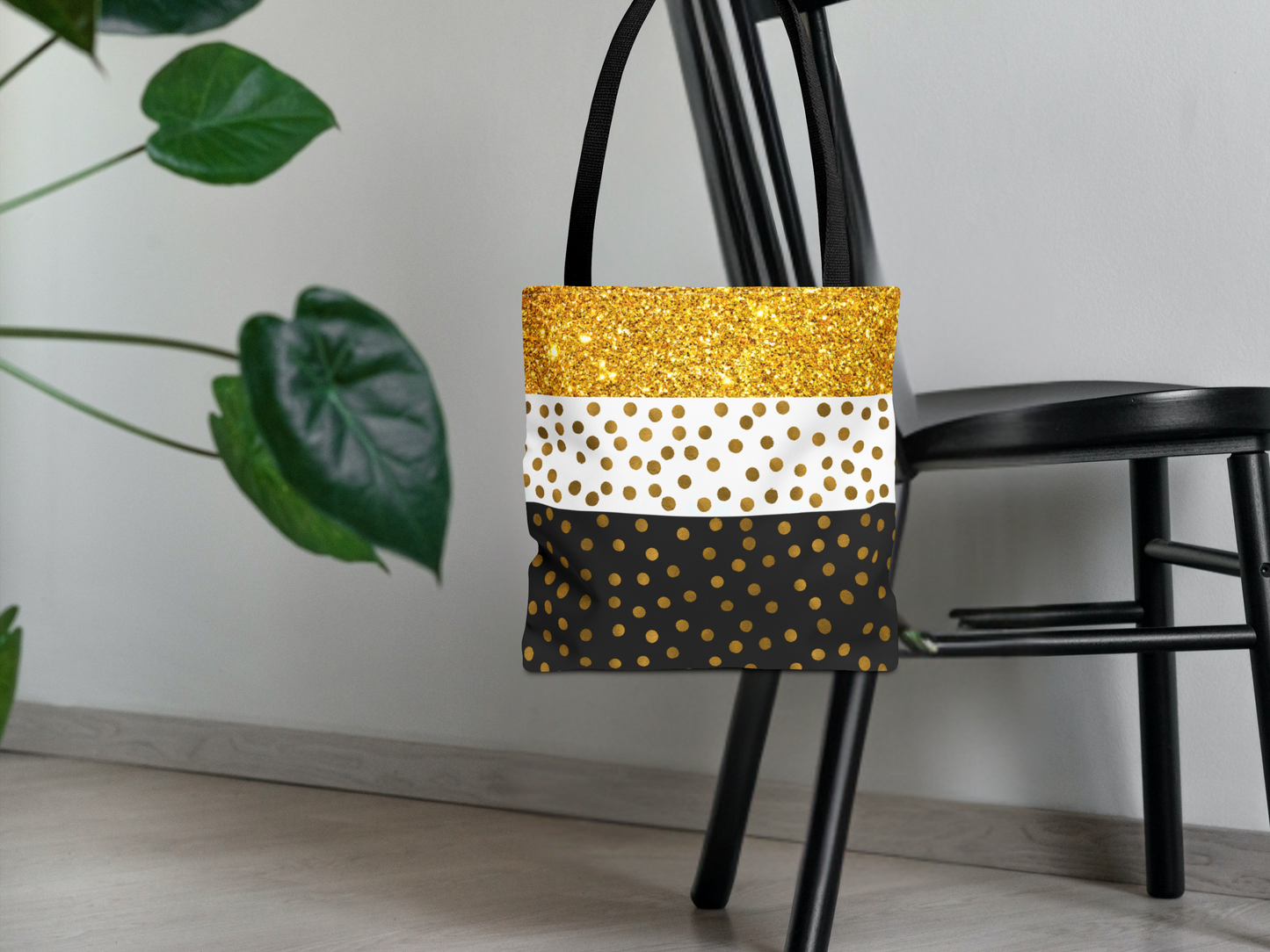 Gold and Black Tote Bag - Elegant and Stylish Carry-All Accessory, Fashionable Shoulder Bag, Trendy Shopping Tote, Chic Grocery Bag,