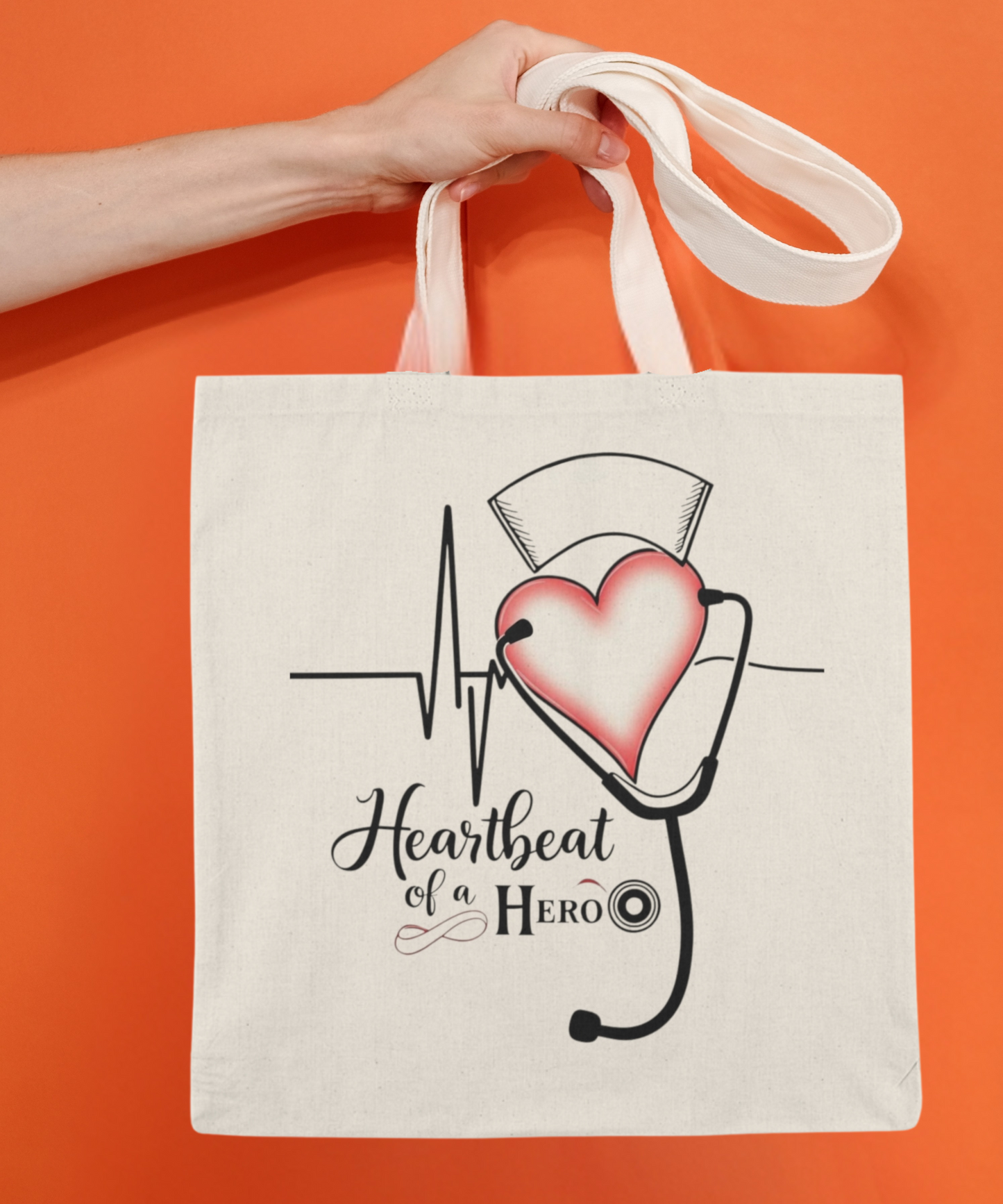 Heartbeat of a Hero Tote Bag | Eco-Friendly Gift for Healthcare Workers, Nurse Appreciation, Medical Student, Everyday Use