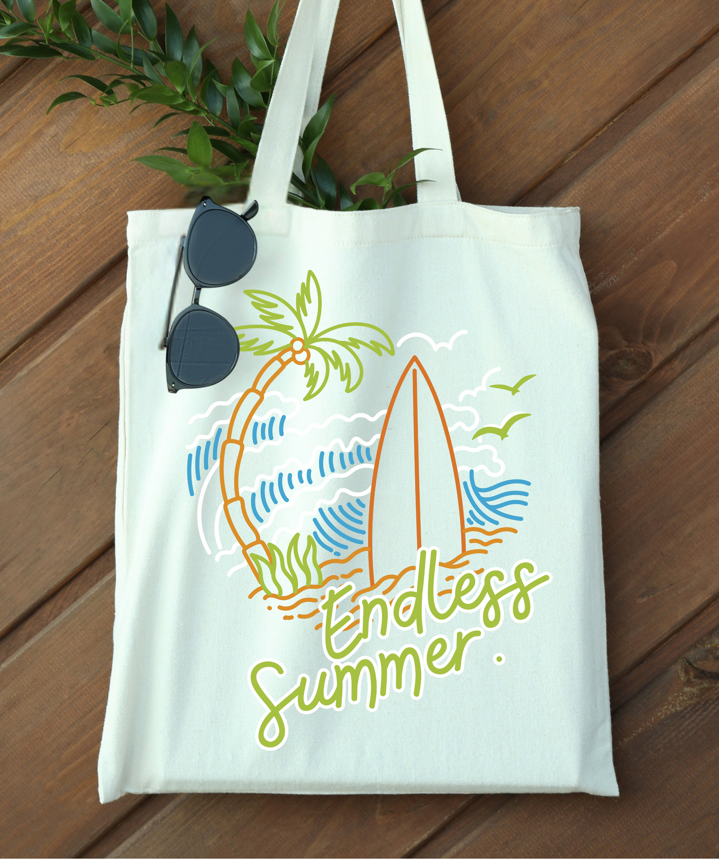 Endless Summer Tote Bag, Beach Bag, Eco-Friendly Shopping Tote, Travel Organizer, Gift for Surf Lovers, Summer Essentials