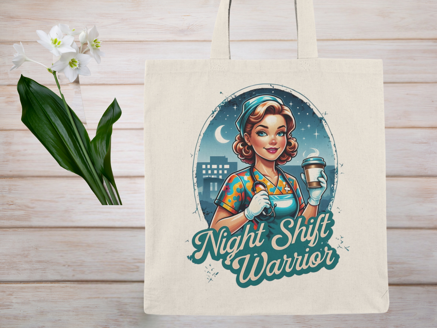 Tote Bag - Night Shift Warrior Nurse Design