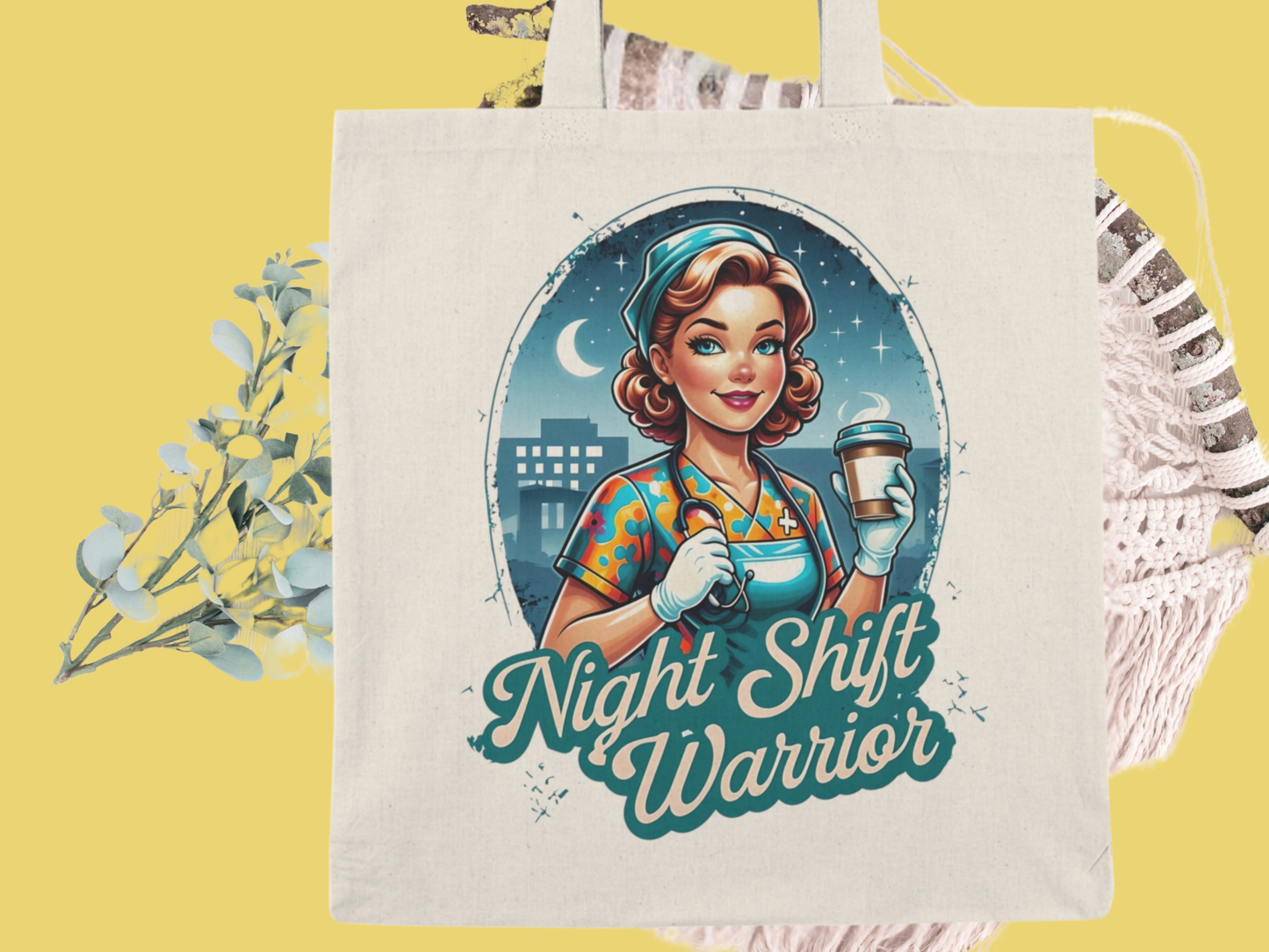 Tote Bag - Night Shift Warrior Nurse Design