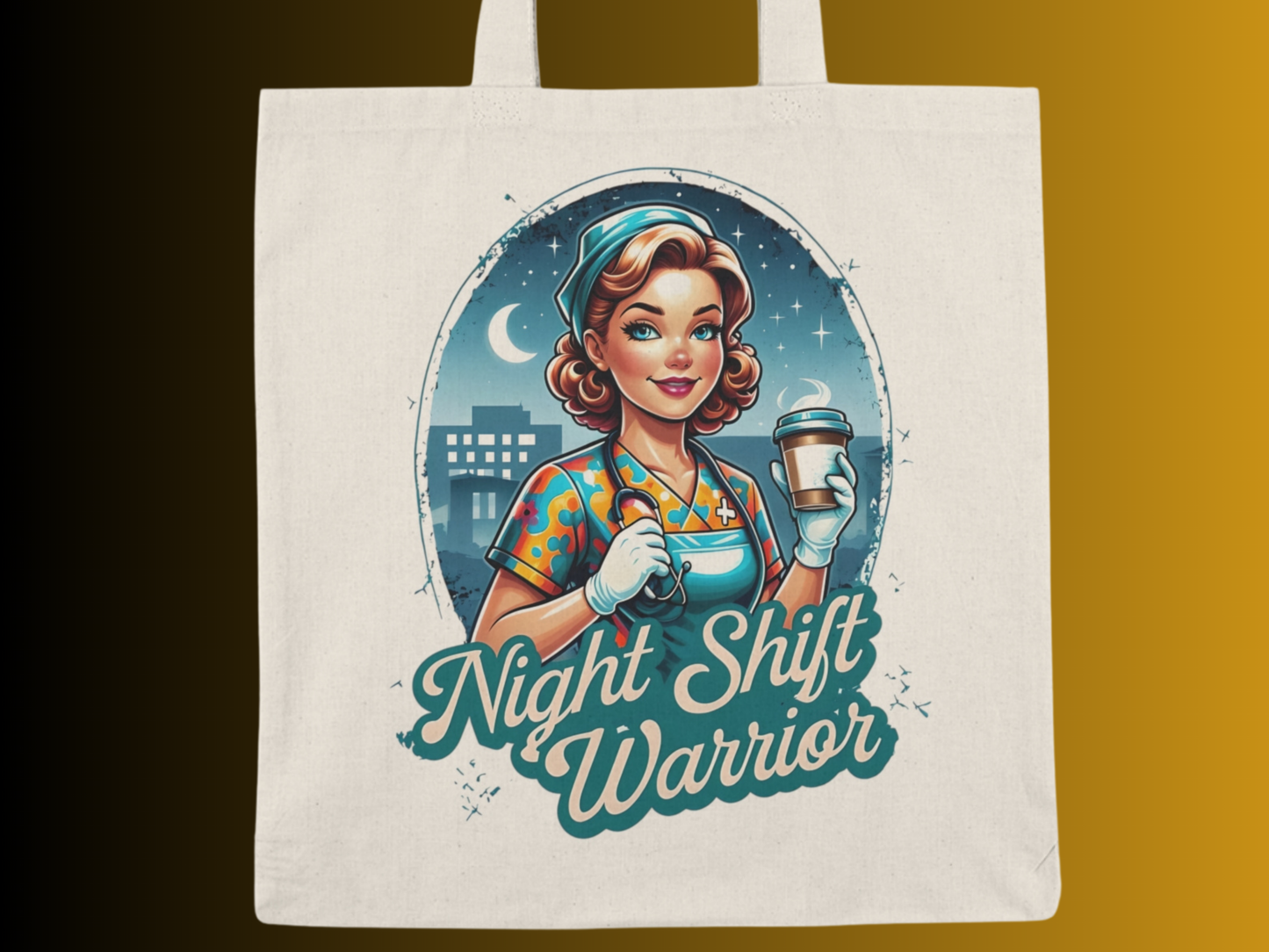 Tote Bag - Night Shift Warrior Nurse Design