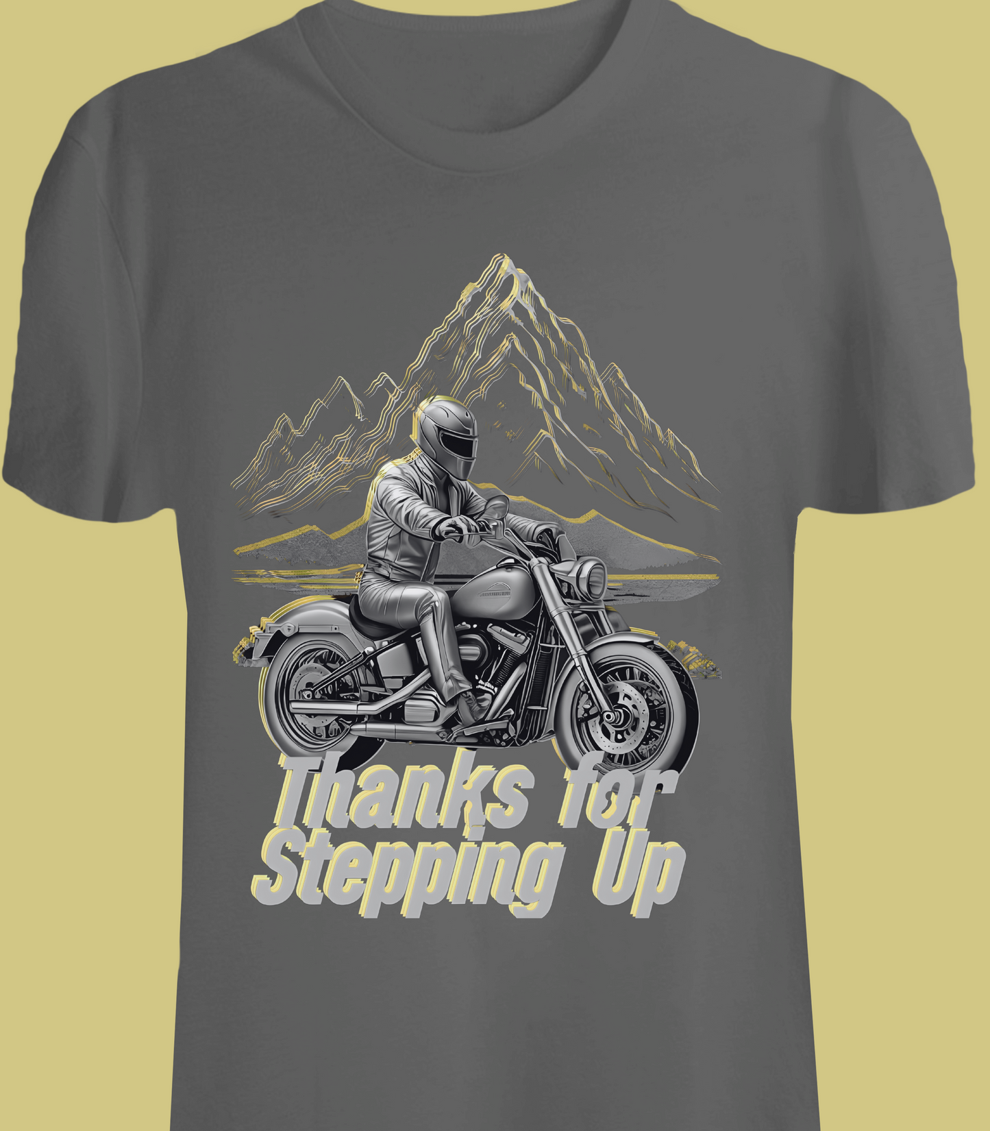 Stepfather Motorcycle T-Shirt, Thanks for Stepping Up, Dad by Heart, Unisex Tee, Father's Day Gift, Stepdad Biker Shirt