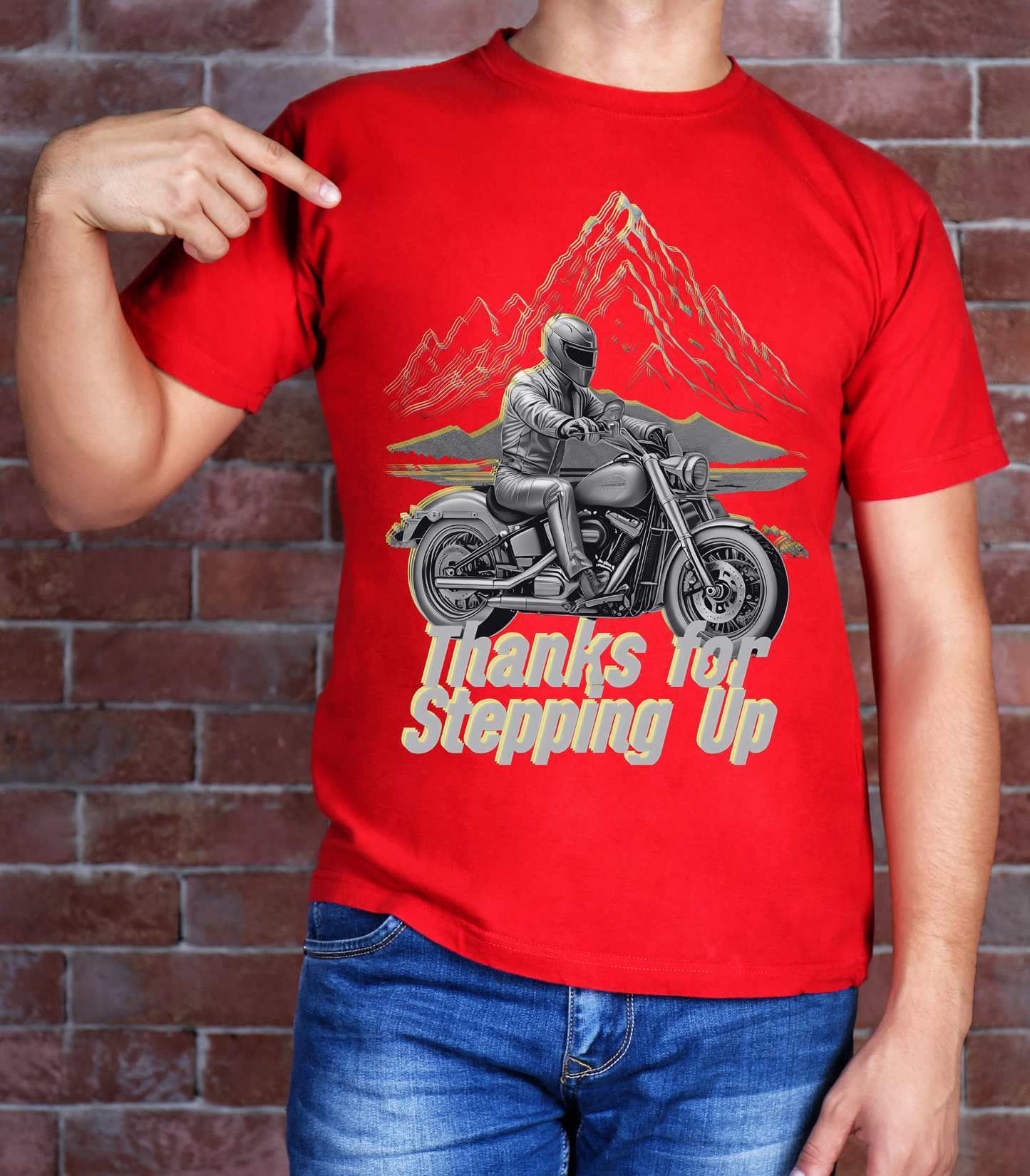 Stepfather Motorcycle T-Shirt, Thanks for Stepping Up, Dad by Heart, Unisex Tee, Father's Day Gift, Stepdad Biker Shirt