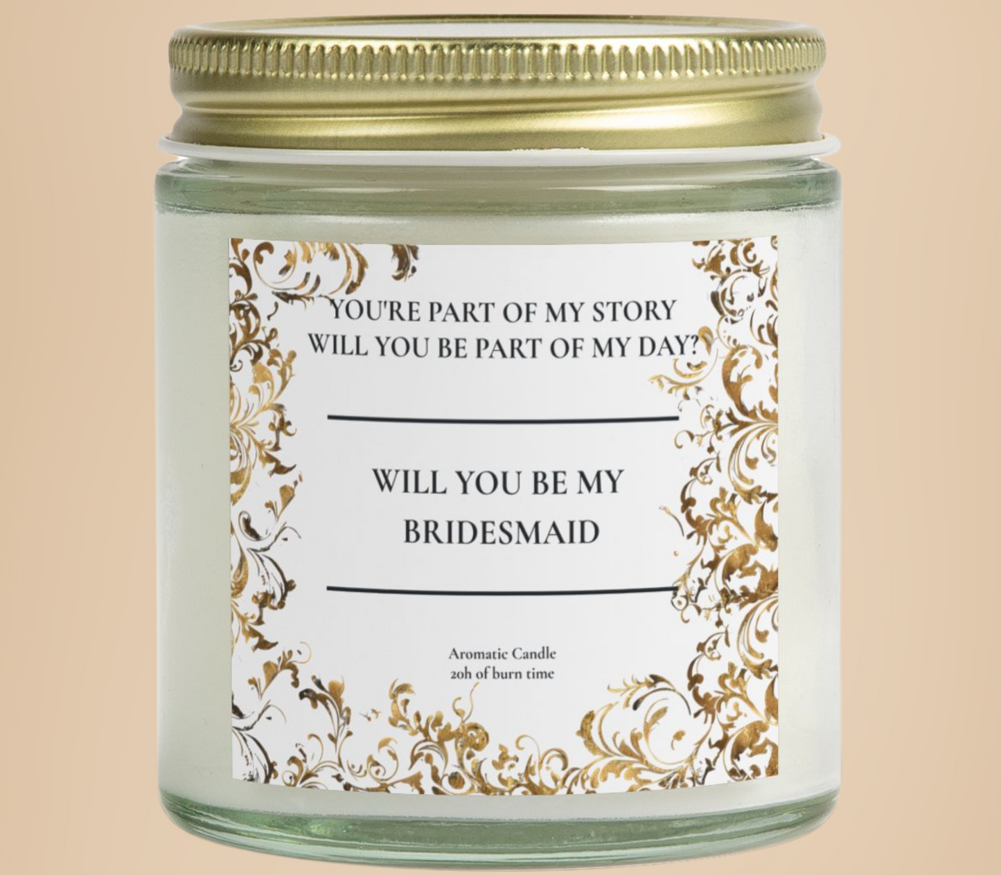 Bridesmaid Candle, Coconut Apricot Wax, You're Part of My Story, Wedding Day Gift, Bridal Party Favor, Scented Candle for Bridesmaids,