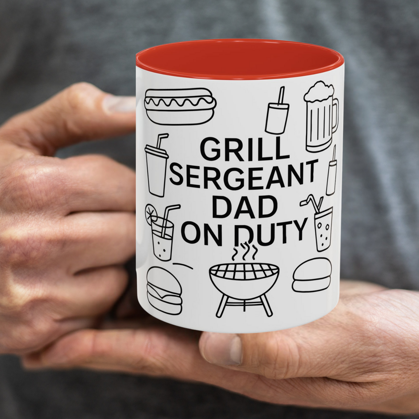 Coffee Mug, Grill Sergeant Dad On Duty Barbecue Elements, Father's Day Gift, Funny Dad Mug, Kitchen Decor, Birthday Present