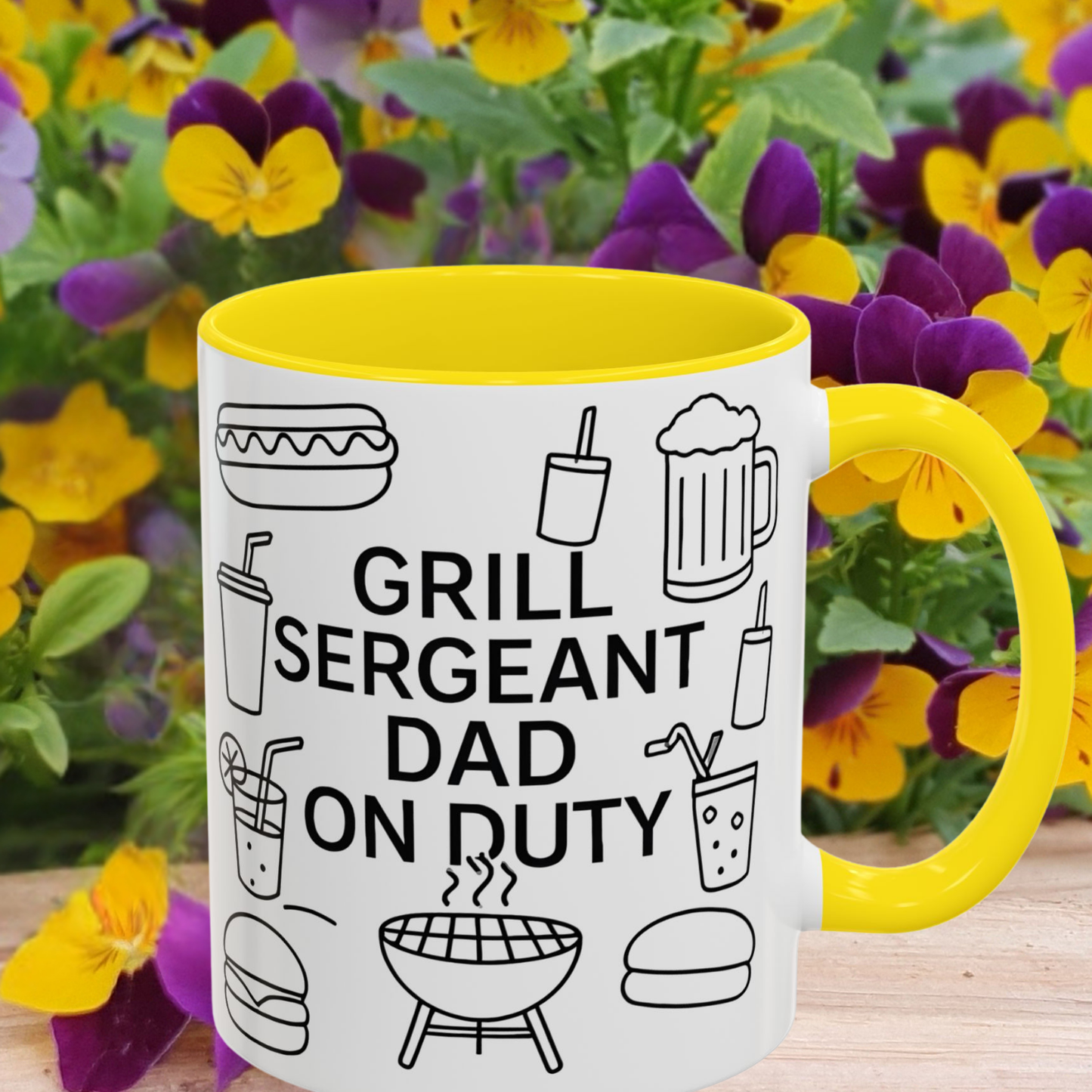 Coffee Mug, Grill Sergeant Dad On Duty Barbecue Elements, Father's Day Gift, Funny Dad Mug, Kitchen Decor, Birthday Present