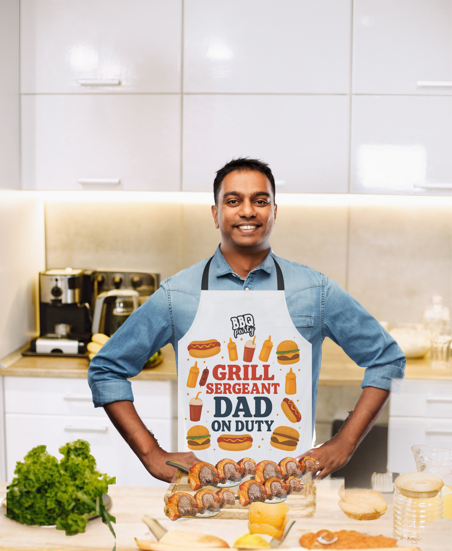 Grill Sergeant Apron, BBQ Gift for Dad, Father's Day, Cookout Essential, Unique Kitchenware, Outdoor Cooking Attire