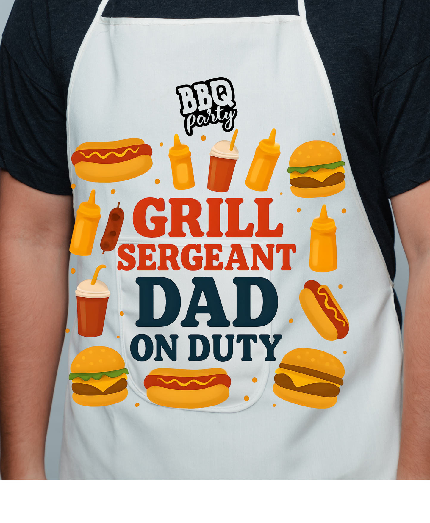 Grill Sergeant Apron, BBQ Gift for Dad, Father's Day, Cookout Essential, Unique Kitchenware, Outdoor Cooking Attire
