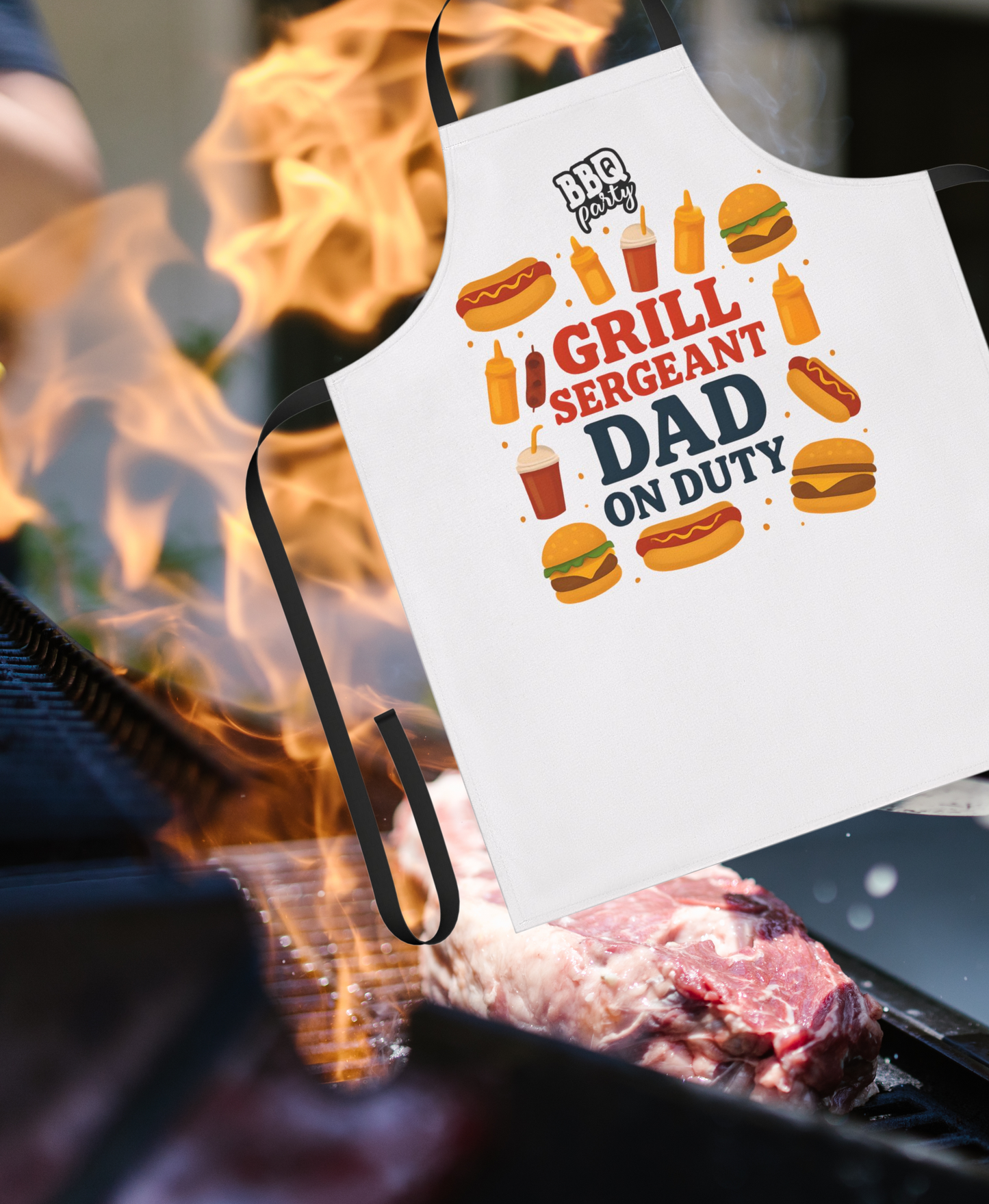 Grill Sergeant Apron, BBQ Gift for Dad, Father's Day, Cookout Essential, Unique Kitchenware, Outdoor Cooking Attire