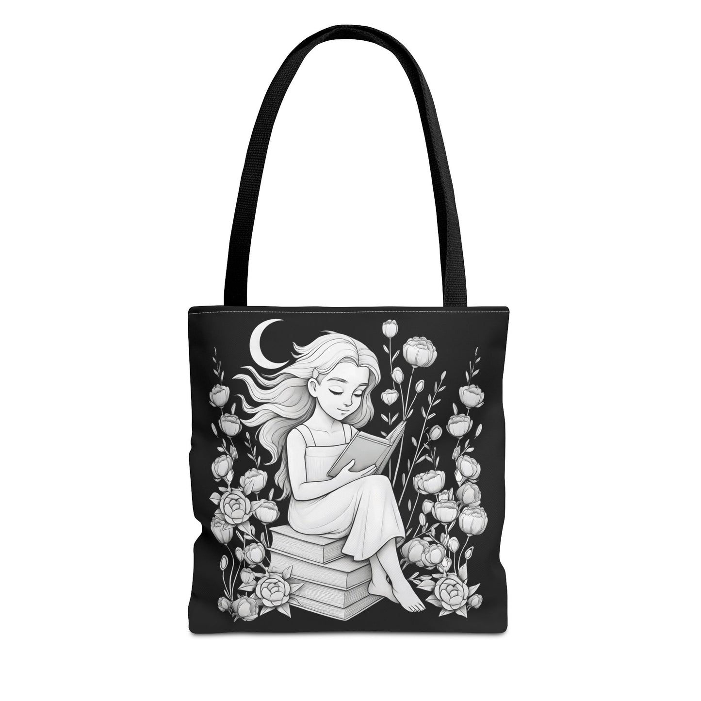 Reading Woman Tote Bag - Literary Tote, Book Lover Gift, Library Tote, Book Club Bag, Floral Tote