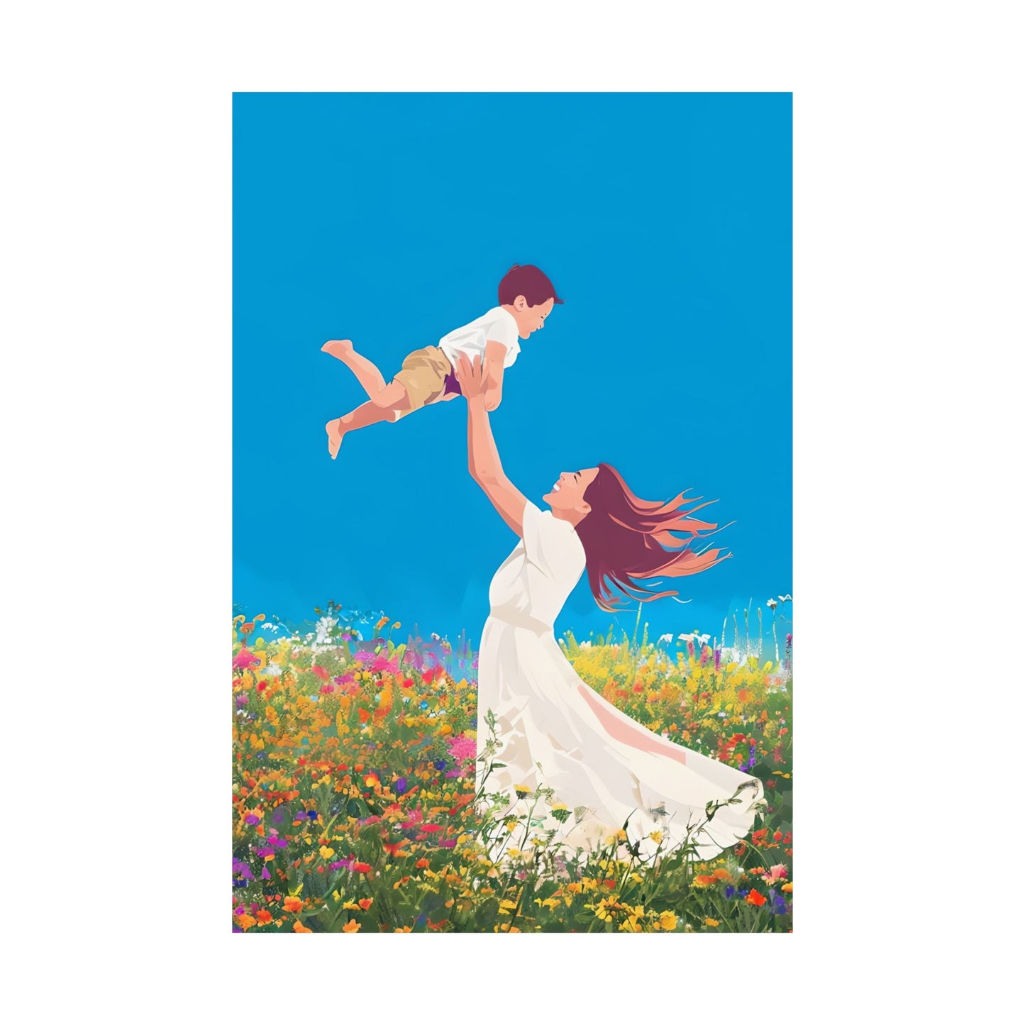 Matte Vertical Poster - Joyful Mother & Son - Celebrating Love & Family