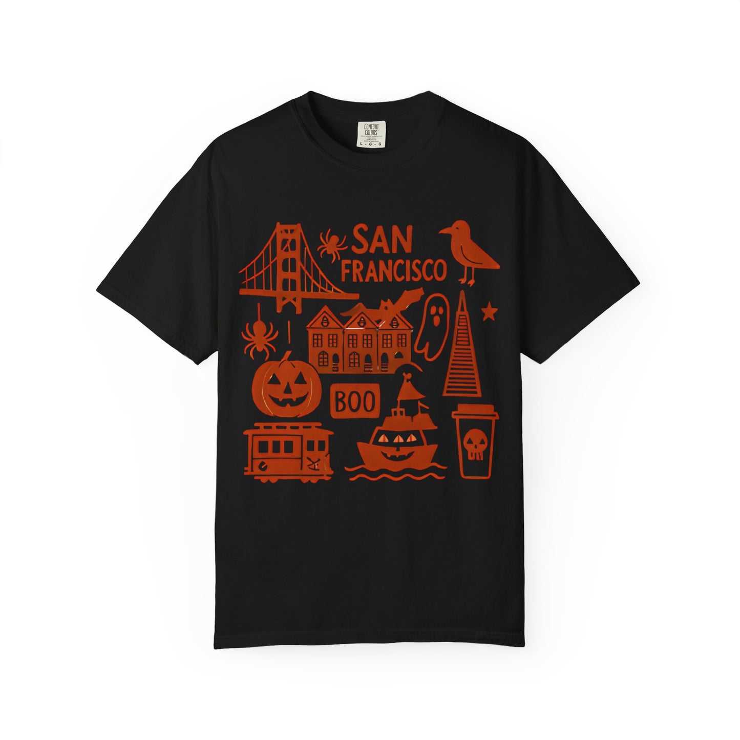 San Francisco Halloween T-Shirt, Unisex Tee, SF Landmarks Graphic Shirt, Holiday Top, Trick or Treat Apparel