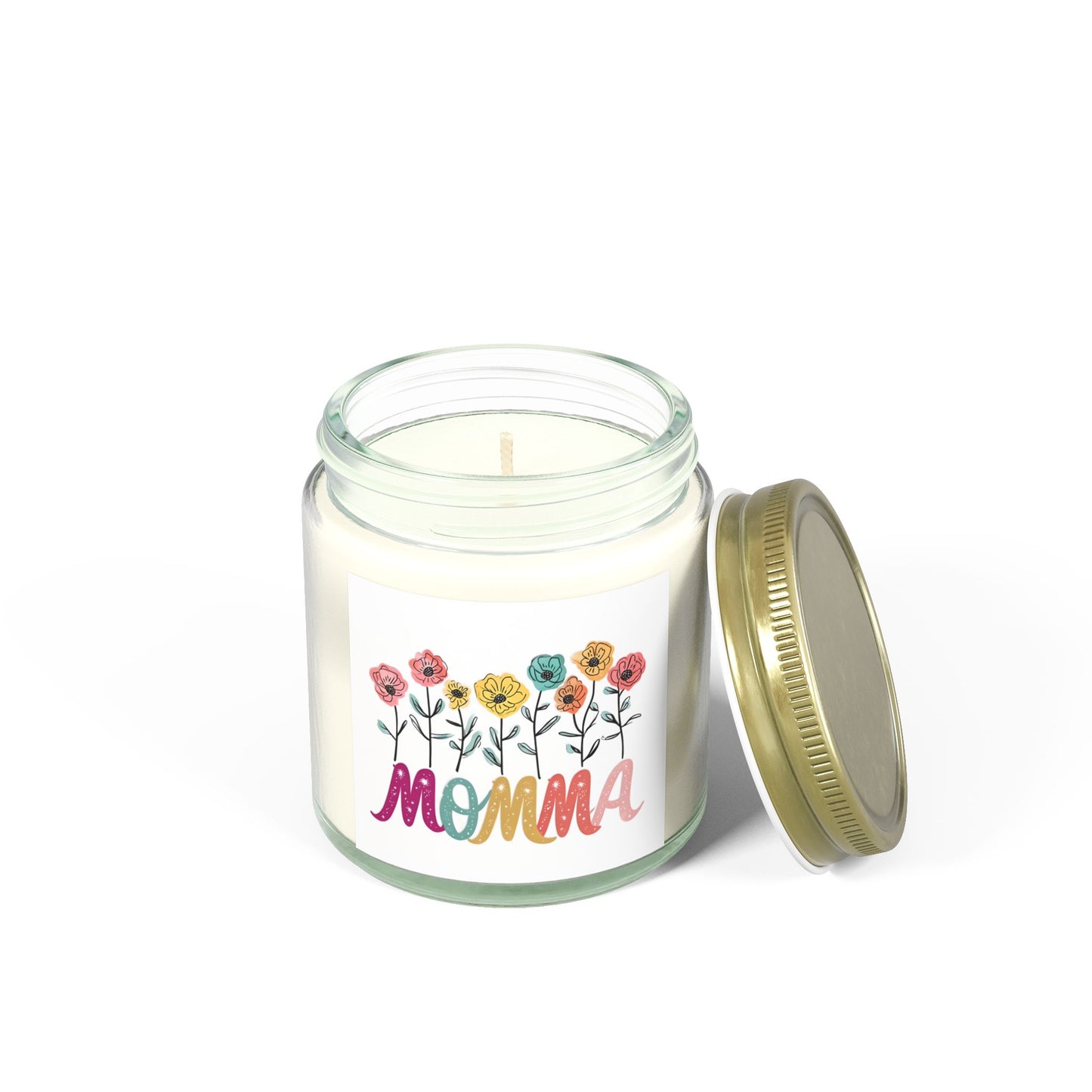 Scented Candles Momma - Coconut Apricot Wax - Floral Design - 4oz & 9oz