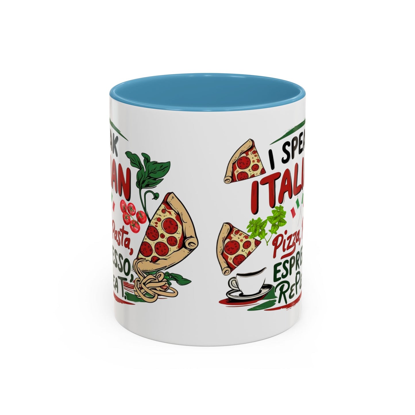Coffee Mug, Italian Food Lover Gift, Funny Coffee Cup, Kitchen Decor, Espresso Repeat Design, 11oz 15oz Tea Cup, Pizza Pasta Mug, Tomato