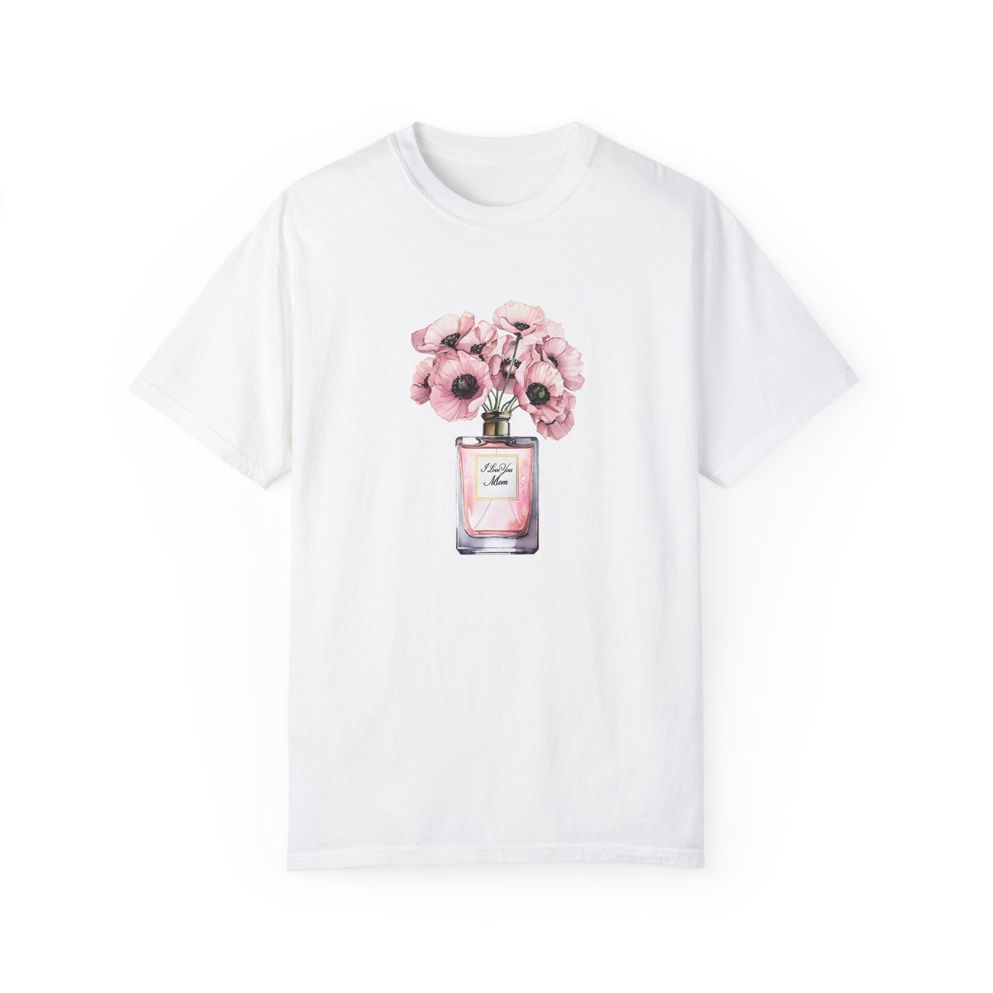 Floral Bouquet T-Shirt with I Love You Mom- Perfect for Moms, Cozy Casual Wear, Gift for Mother's Day, Spring Fashion, Botanical Tee