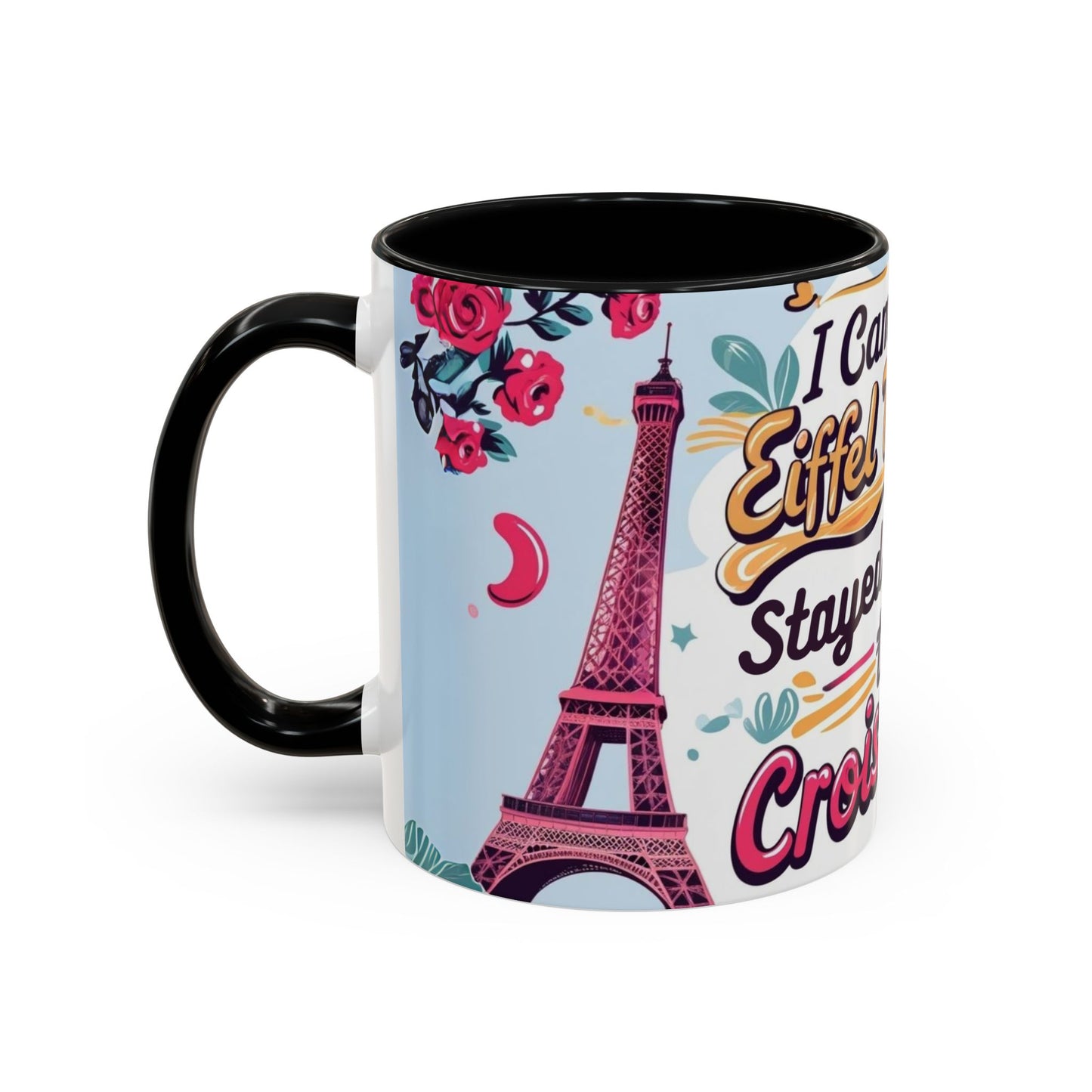 Coffee Mug, Parisian Inspired Quote, Eiffel Tower and Croissants Phrase, French Lover Gift, Travel Souvenir, Paris Vacation Memories Mug,
