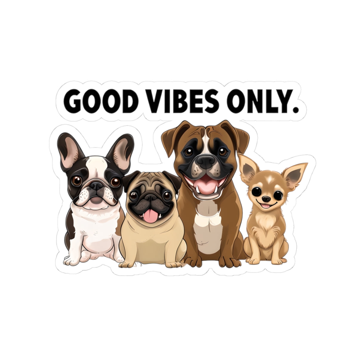 Dog Lover Kiss-Cut Stickers, Fun Animal Décor, Good Vibes Only Sticker for Pet Owners, Cute Puppy Decals, Positive Vibes Doggie Stickers