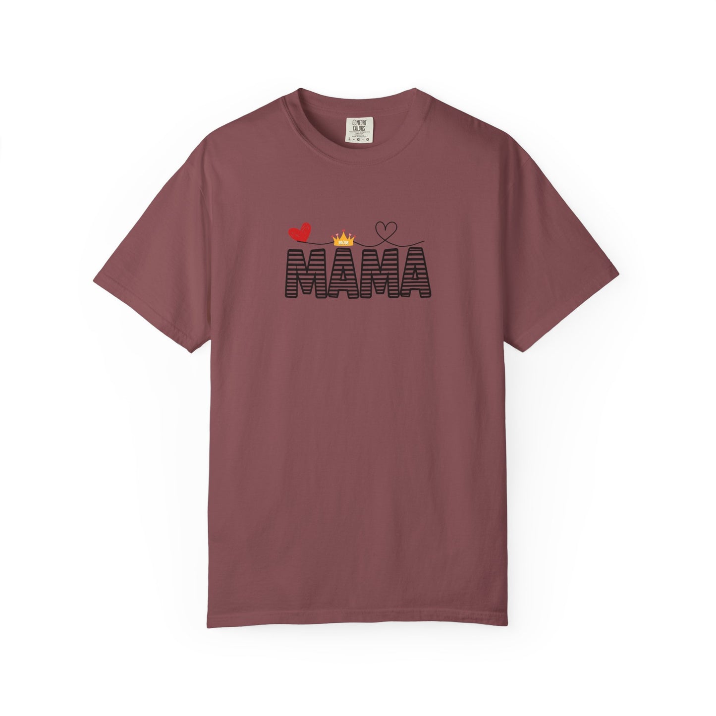 MAMA T-shirt with Red Heart and Gold Crown, Mother's Day Gift, Mom Tee, Unisex Tee, Garment-Dyed Shirt, Family Shirt