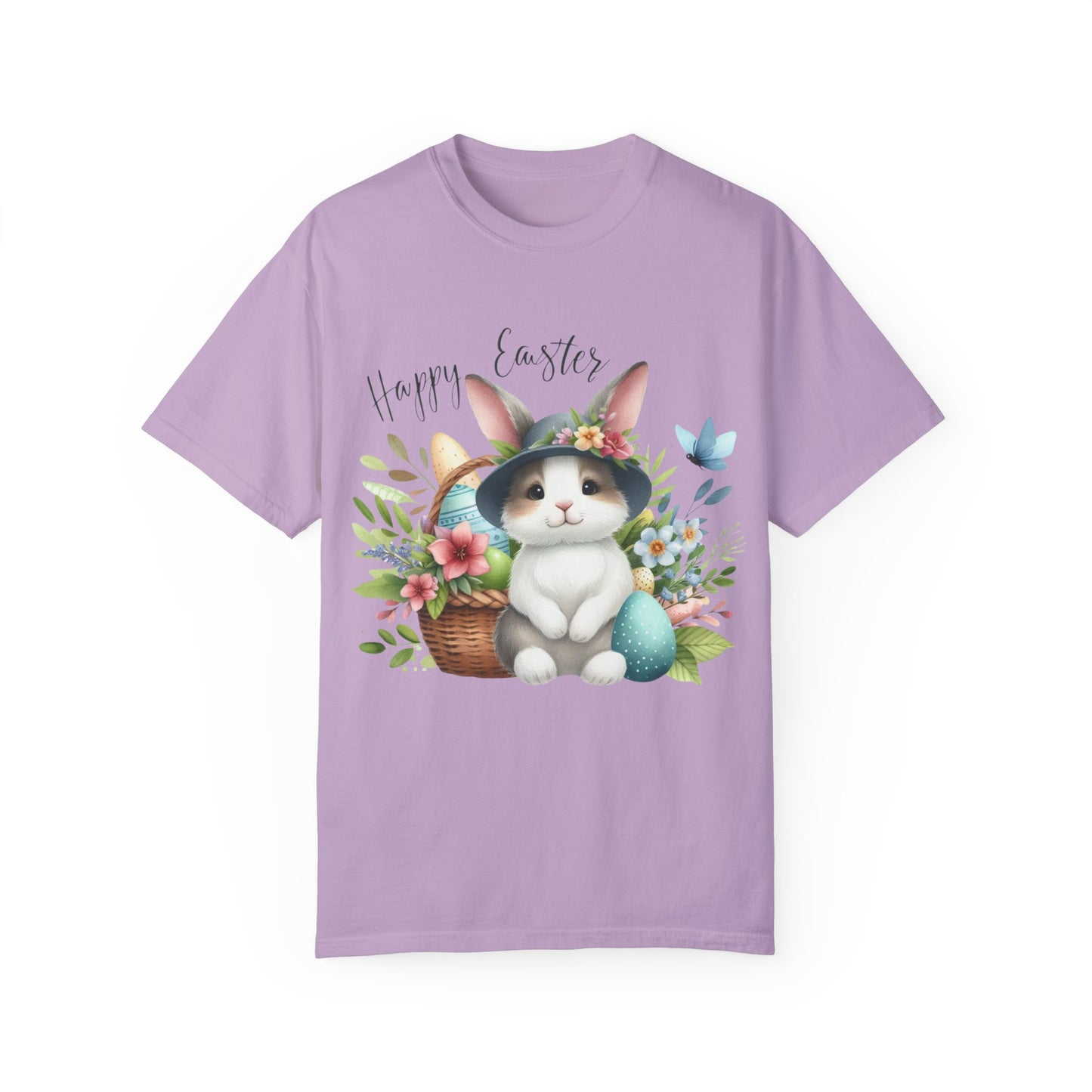Whimsical Easter Bunny with flowers Unisex T-Shirt - Spring Celebration Tee