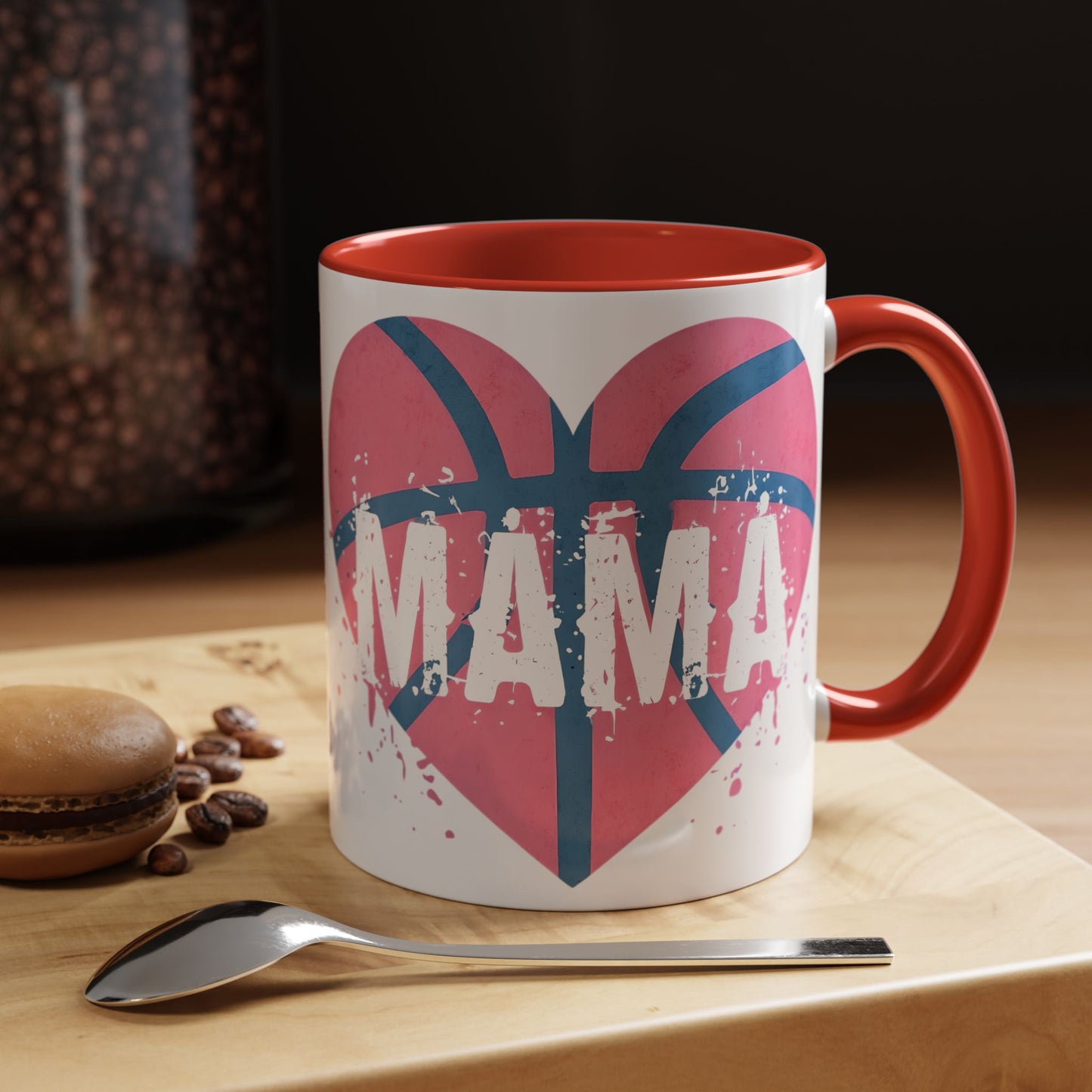 Mama Basketball Heart Accent Coffee Mug - Perfect Gift for Sports Moms
