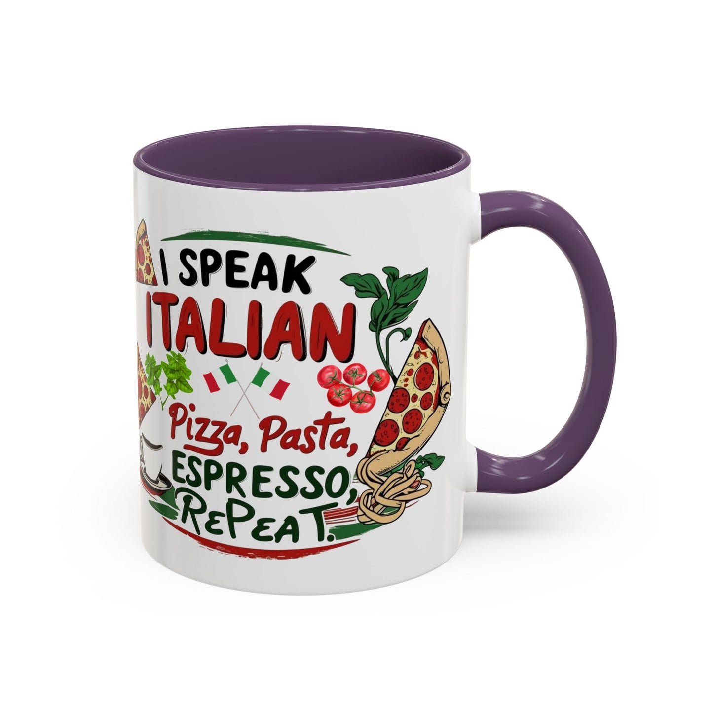 Coffee Mug, Italian Food Lover Gift, Funny Coffee Cup, Kitchen Decor, Espresso Repeat Design, 11oz 15oz Tea Cup, Pizza Pasta Mug, Tomato