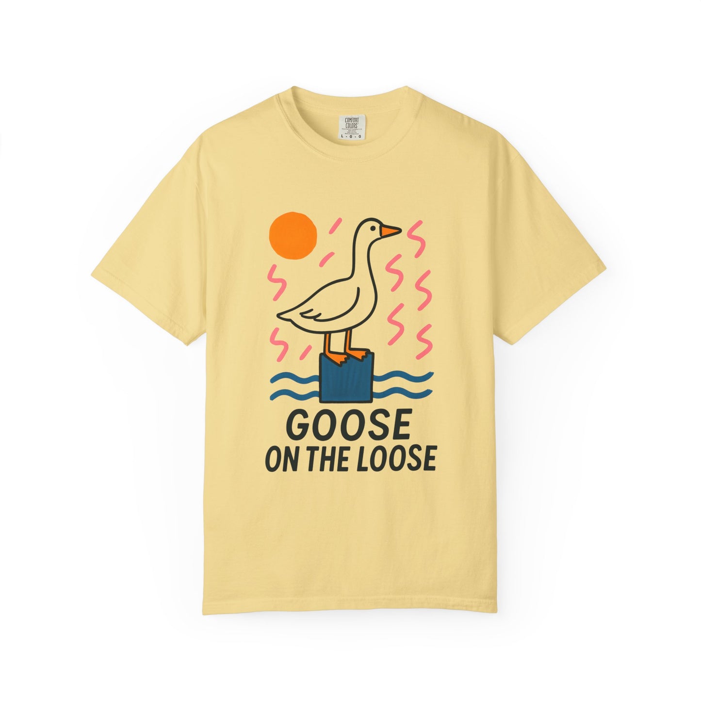 Fun Colors Loose Goose Unisex Garment-Dyed T-shirt, Funny Animal Tee, Casual Top, Vibrant Geese Shirt, Colorful Bird Apparel