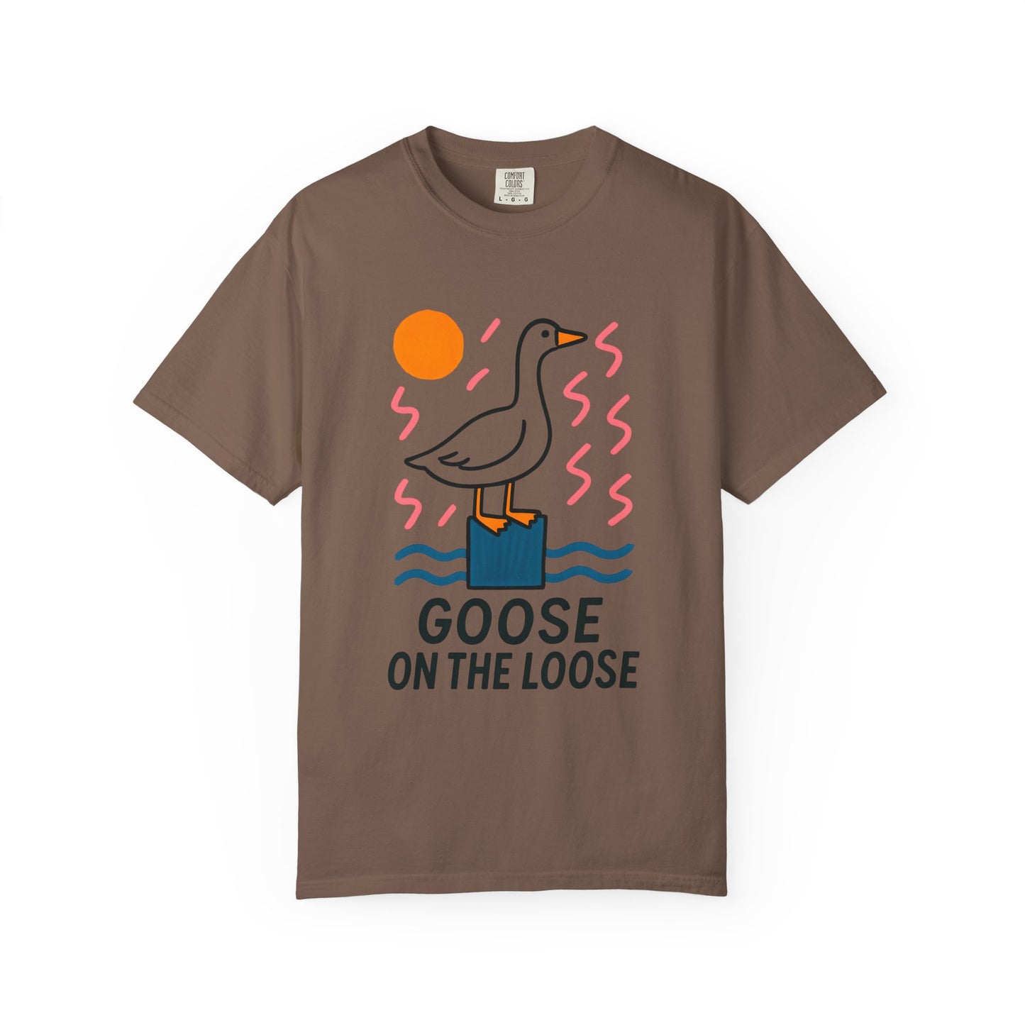 Fun Colors Loose Goose Unisex Garment-Dyed T-shirt, Funny Animal Tee, Casual Top, Vibrant Geese Shirt, Colorful Bird Apparel