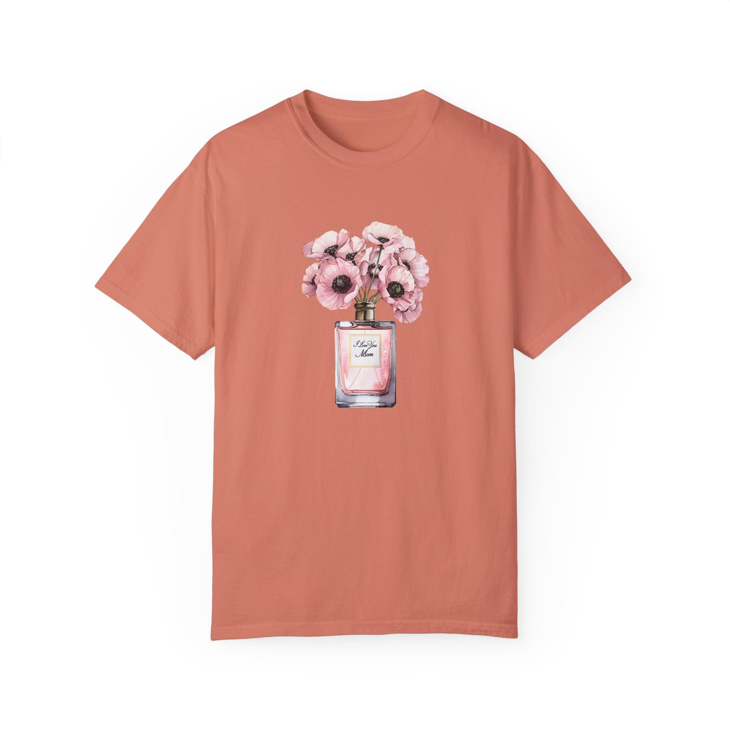 Floral Bouquet T-Shirt with I Love You Mom- Perfect for Moms, Cozy Casual Wear, Gift for Mother's Day, Spring Fashion, Botanical Tee