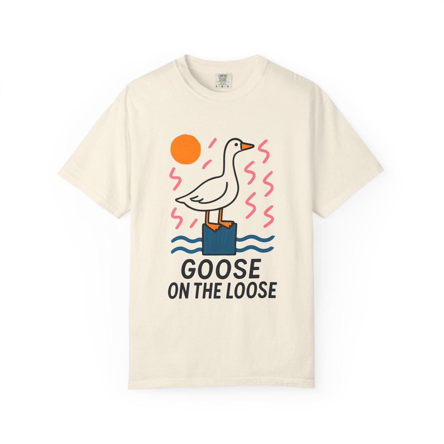 Fun Colors Loose Goose Unisex Garment-Dyed T-shirt, Funny Animal Tee, Casual Top, Vibrant Geese Shirt, Colorful Bird Apparel