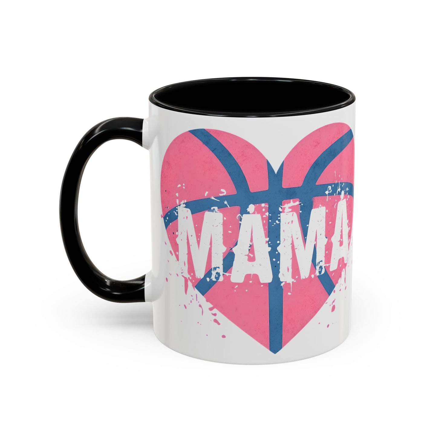 Mama Basketball Heart Accent Coffee Mug - Perfect Gift for Sports Moms