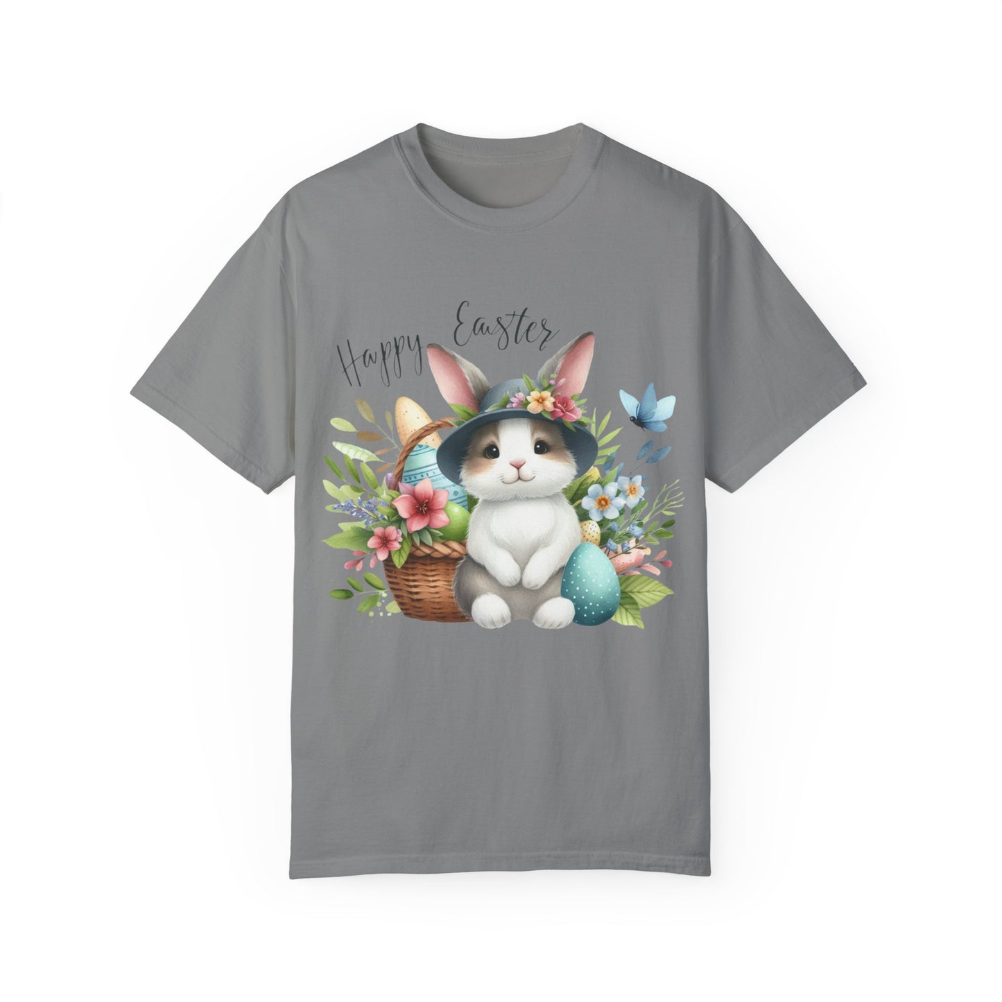 Whimsical Easter Bunny with flowers Unisex T-Shirt - Spring Celebration Tee