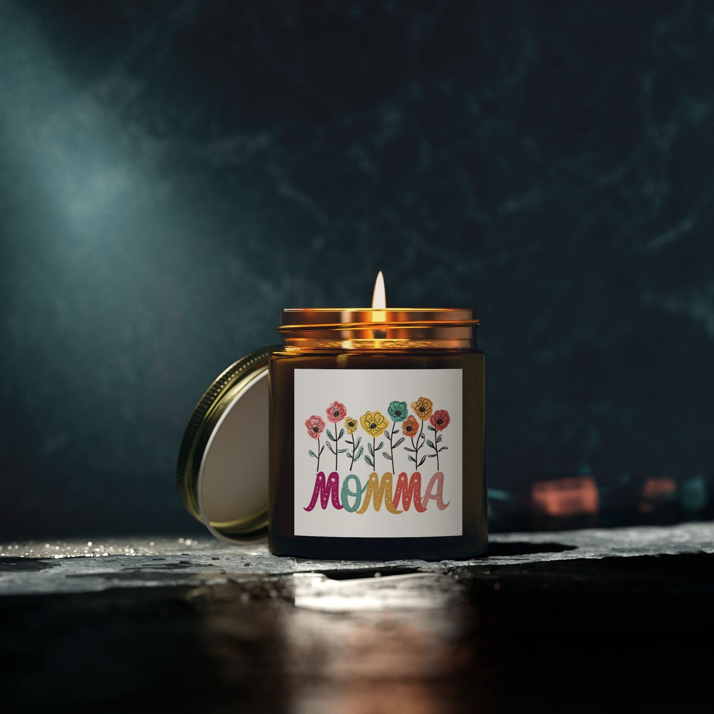 Scented Candles Momma - Coconut Apricot Wax - Floral Design - 4oz & 9oz