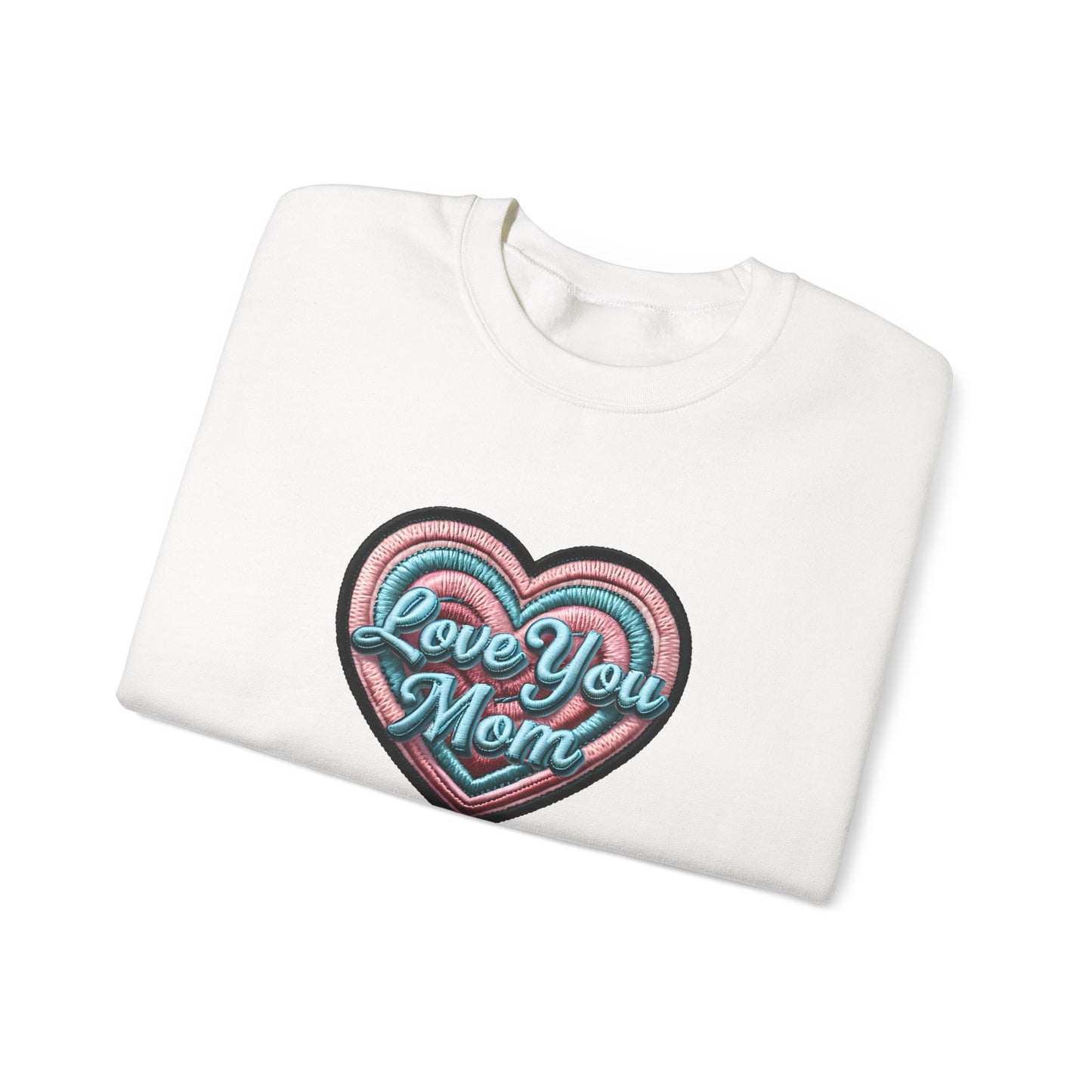 Love You Mom Crewneck Sweatshirt, Mother's Day Gift, Heart Design Pullover, Cozy Gift for Mom, Unisex Crewneck