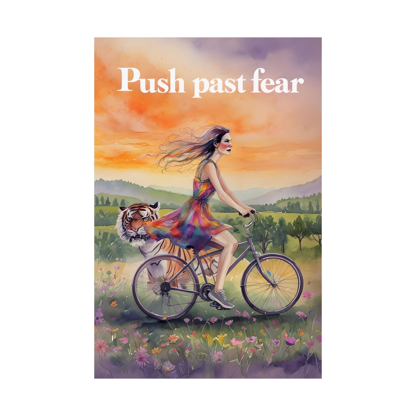 Inspirational Matte Poster: "Push Past Fear" Art Print, Motivational Wall Decor, Room Aesthetic, Gift for Her, Unique Home Decoration