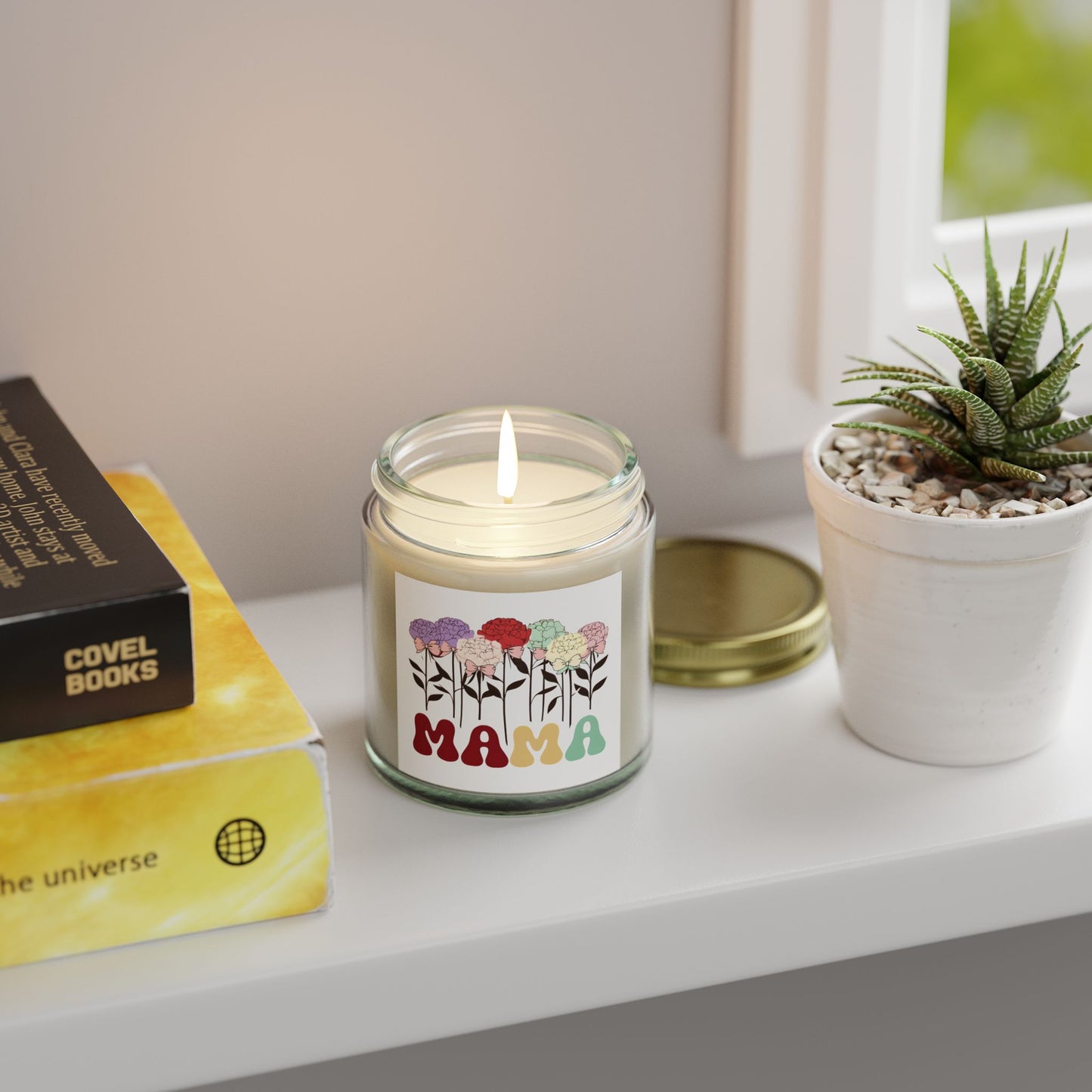 Scented Candles, Minimalist Peonies flowers with Playful Text and Coquette Bows, Coconut Apricot Wax, Coquette