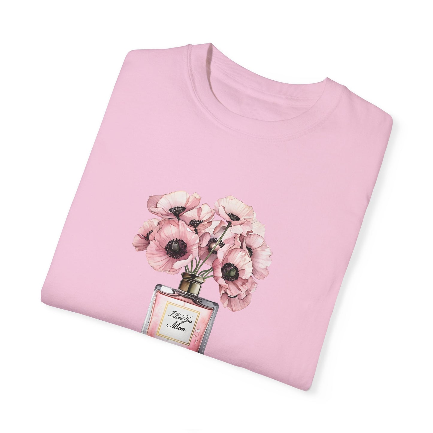 Floral Bouquet T-Shirt with I Love You Mom- Perfect for Moms, Cozy Casual Wear, Gift for Mother's Day, Spring Fashion, Botanical Tee