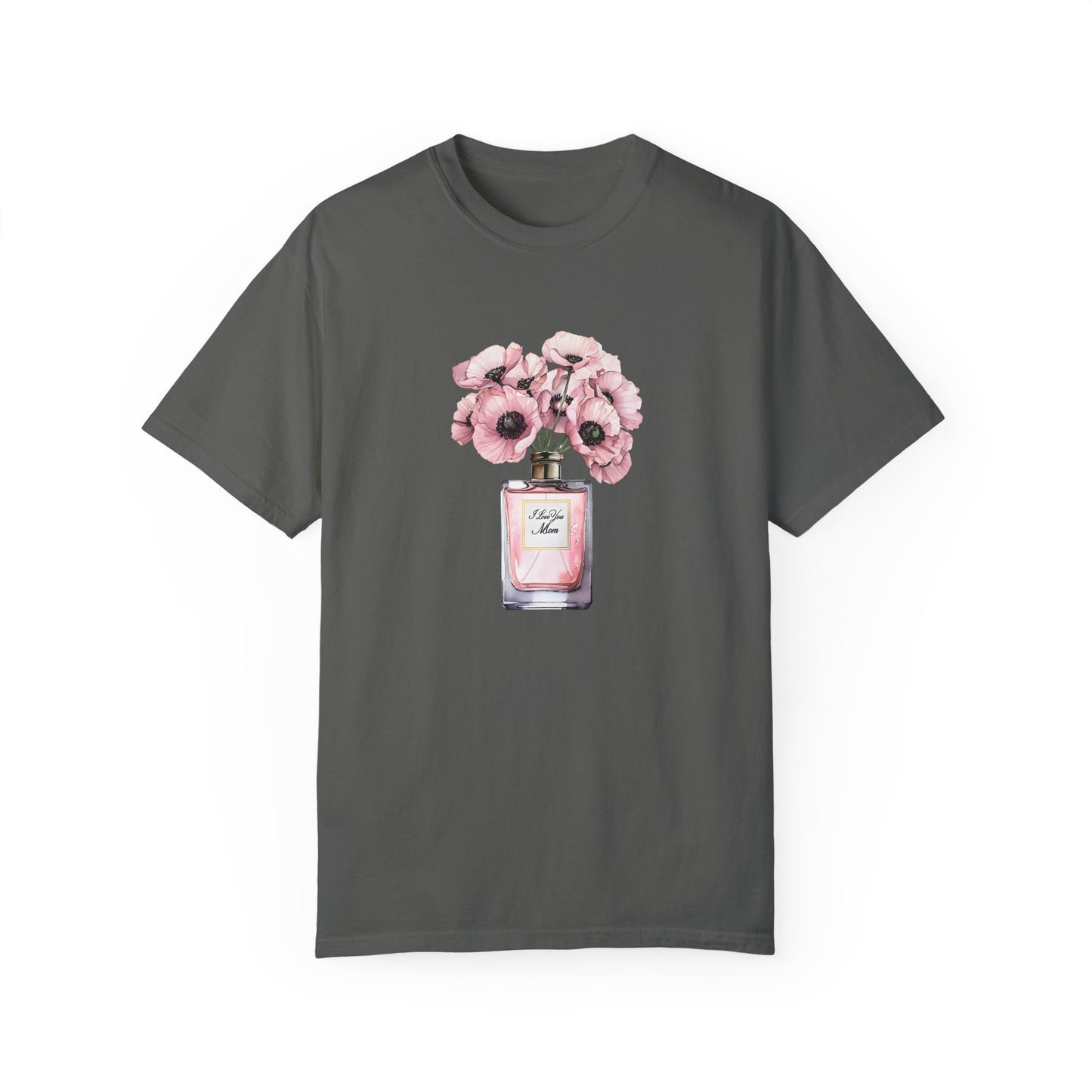 Floral Bouquet T-Shirt with I Love You Mom- Perfect for Moms, Cozy Casual Wear, Gift for Mother's Day, Spring Fashion, Botanical Tee