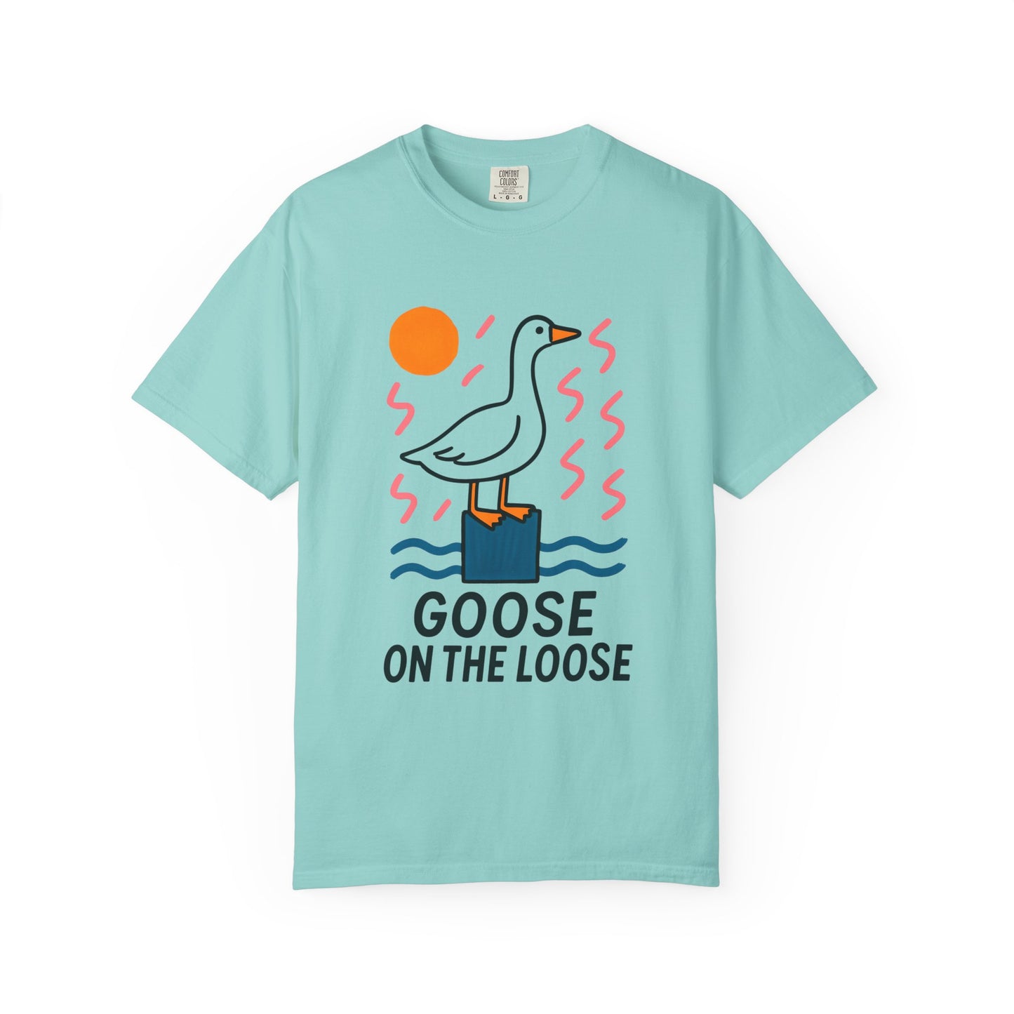 Fun Colors Loose Goose Unisex Garment-Dyed T-shirt, Funny Animal Tee, Casual Top, Vibrant Geese Shirt, Colorful Bird Apparel