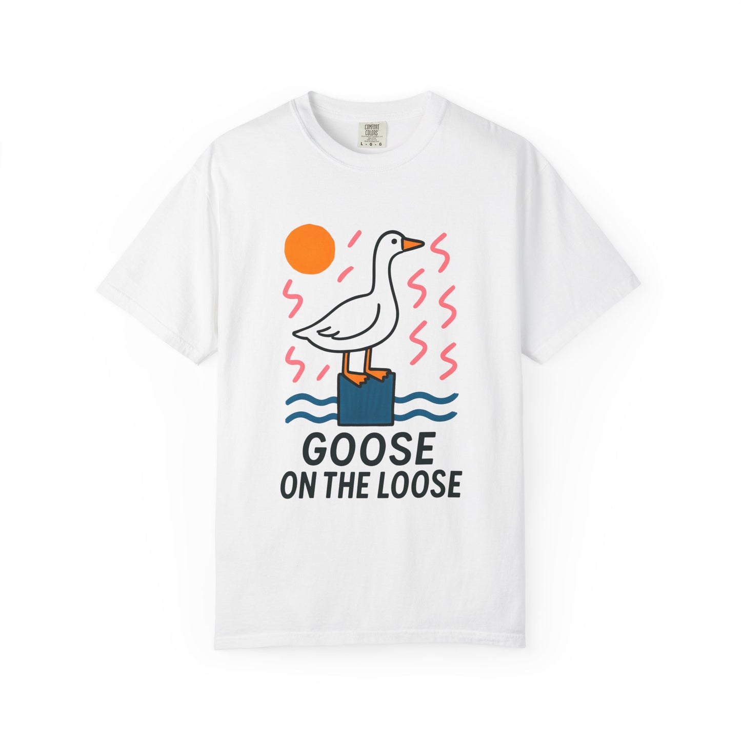 Fun Colors Loose Goose Unisex Garment-Dyed T-shirt, Funny Animal Tee, Casual Top, Vibrant Geese Shirt, Colorful Bird Apparel