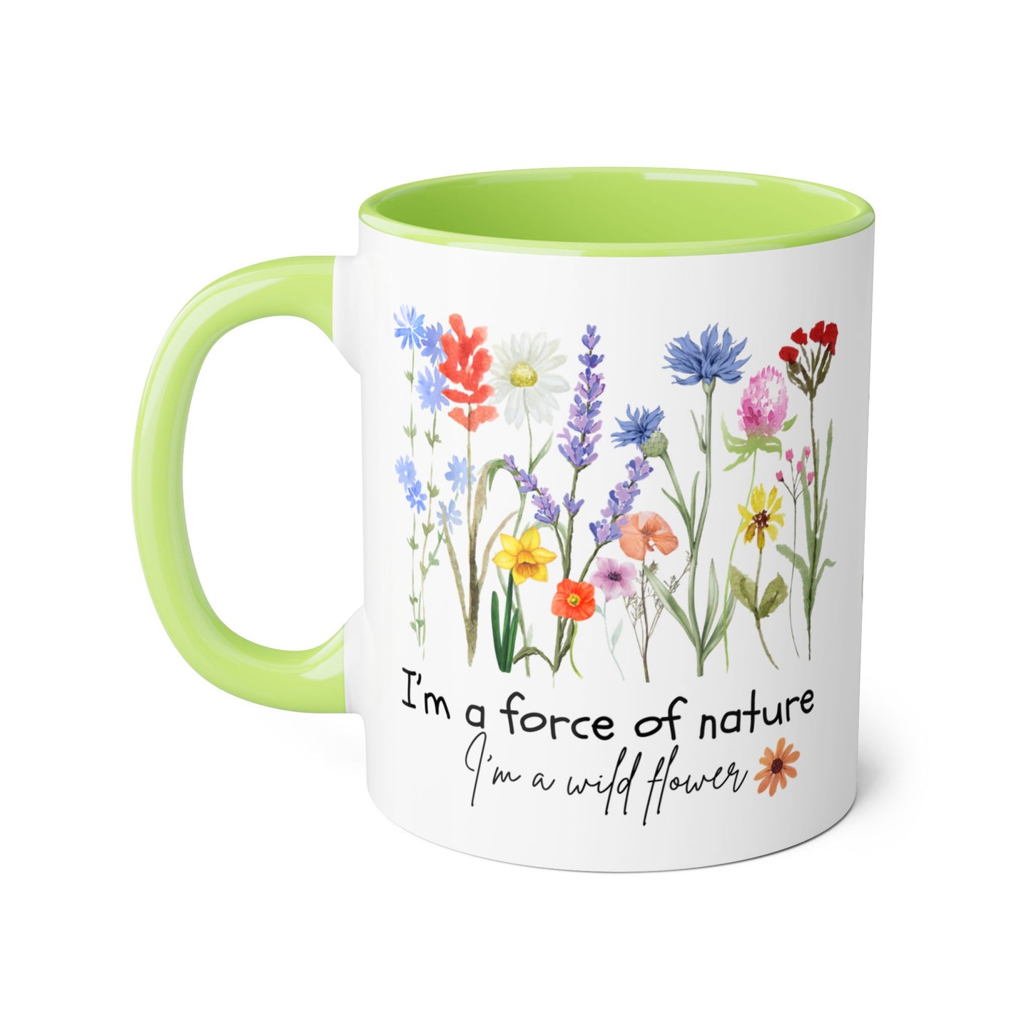 Wild Flower Accent Mug - Beautiful Floral Design with Inspirational Quote, Nature Lover Gift, 11oz Coffee Cup, Botanical Tea Mug, Gift for